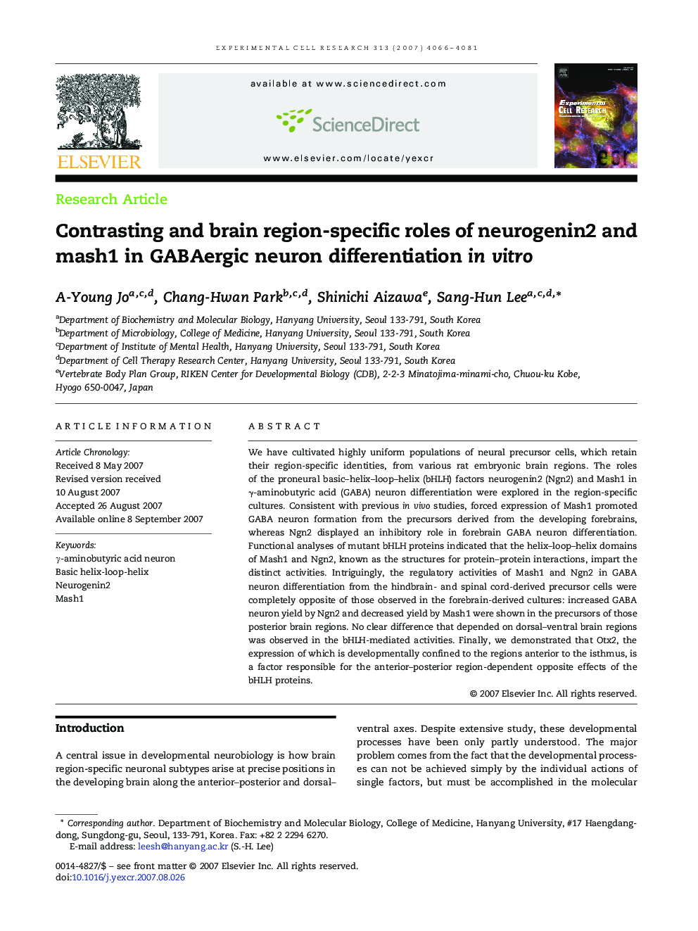 Contrasting and brain region-specific roles of neurogenin2 and mash1 in GABAergic neuron differentiation in vitro