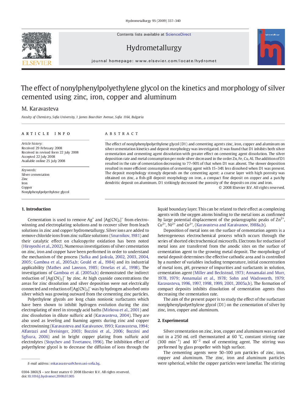 The effect of nonylphenylpolyethylene glycol on the kinetics and morphology of silver cemented using zinc, iron, copper and aluminum