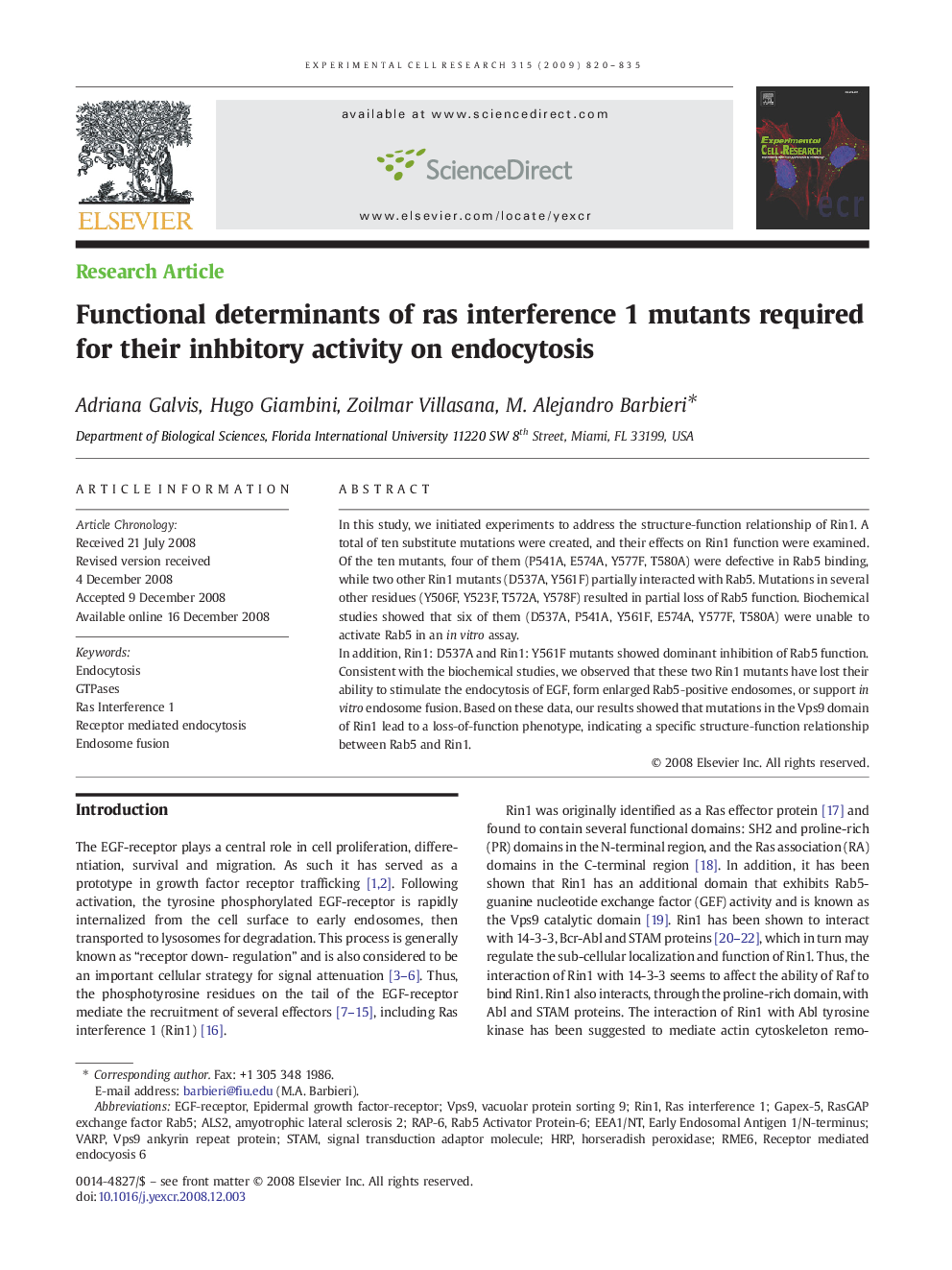 عکس صفحه اول مقاله: Functional determinants of ras interference 1 mutants required for their inhbitory activity on endocytosis Functional determinants of ras interference 1 mutants required for their inhbitory activity on endocytosis