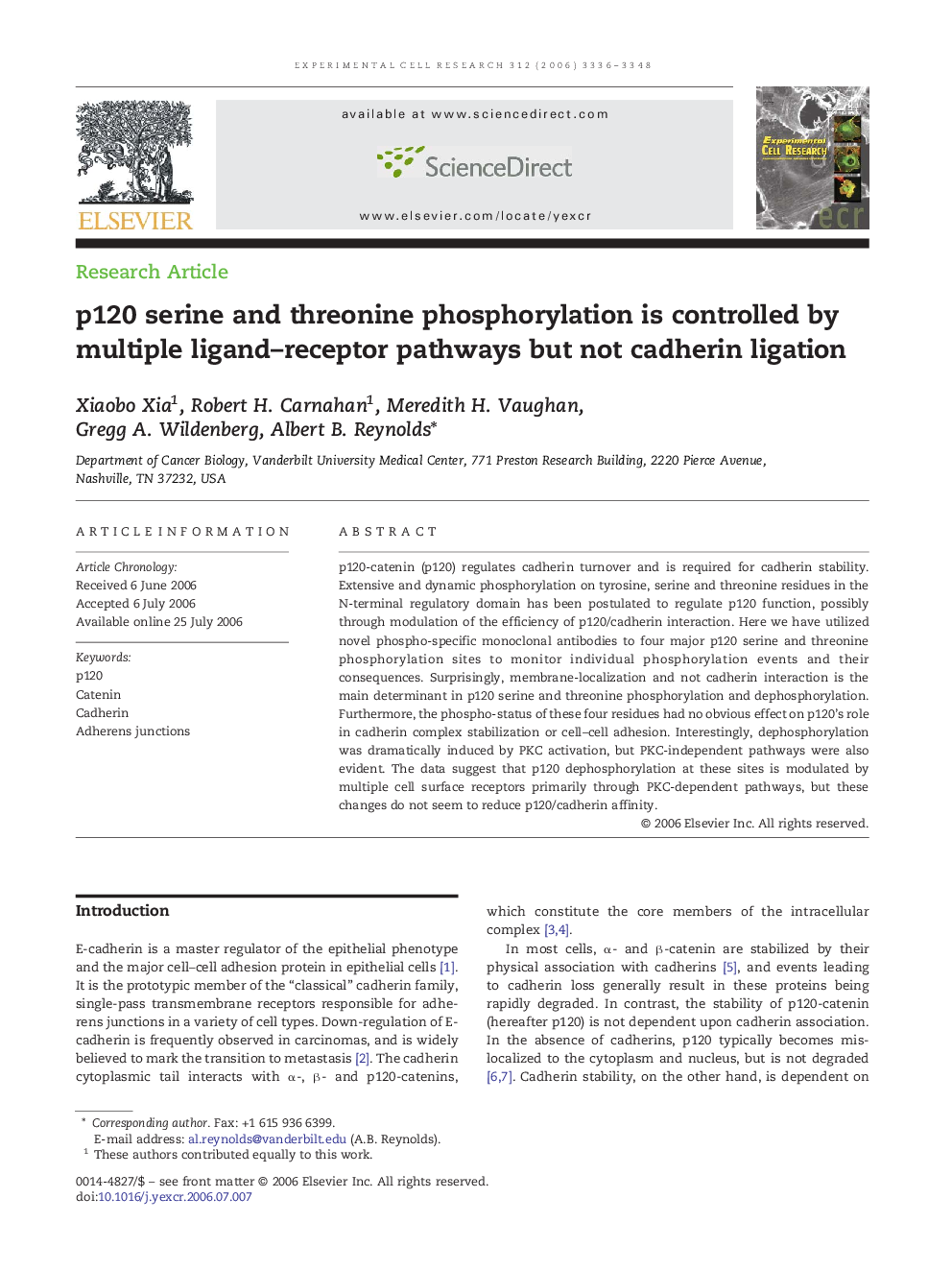 p120 serine and threonine phosphorylation is controlled by multiple ligand–receptor pathways but not cadherin ligation