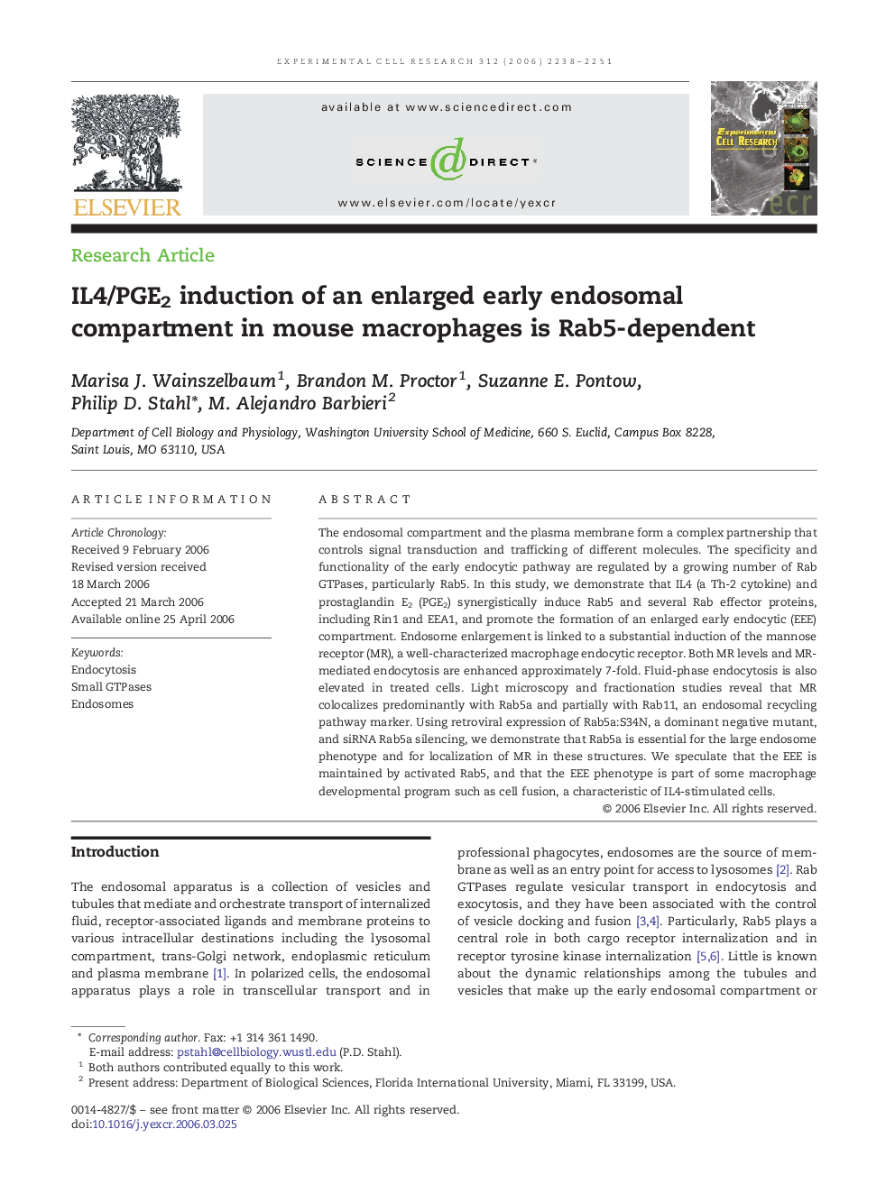 IL4/PGE2 induction of an enlarged early endosomal compartment in mouse macrophages is Rab5-dependent