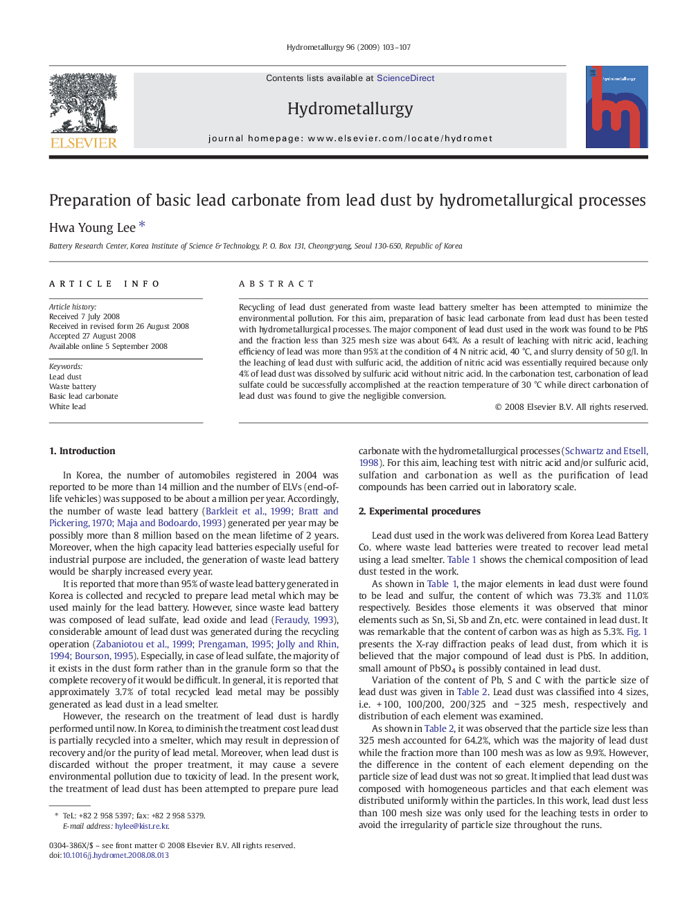 Preparation of basic lead carbonate from lead dust by hydrometallurgical processes