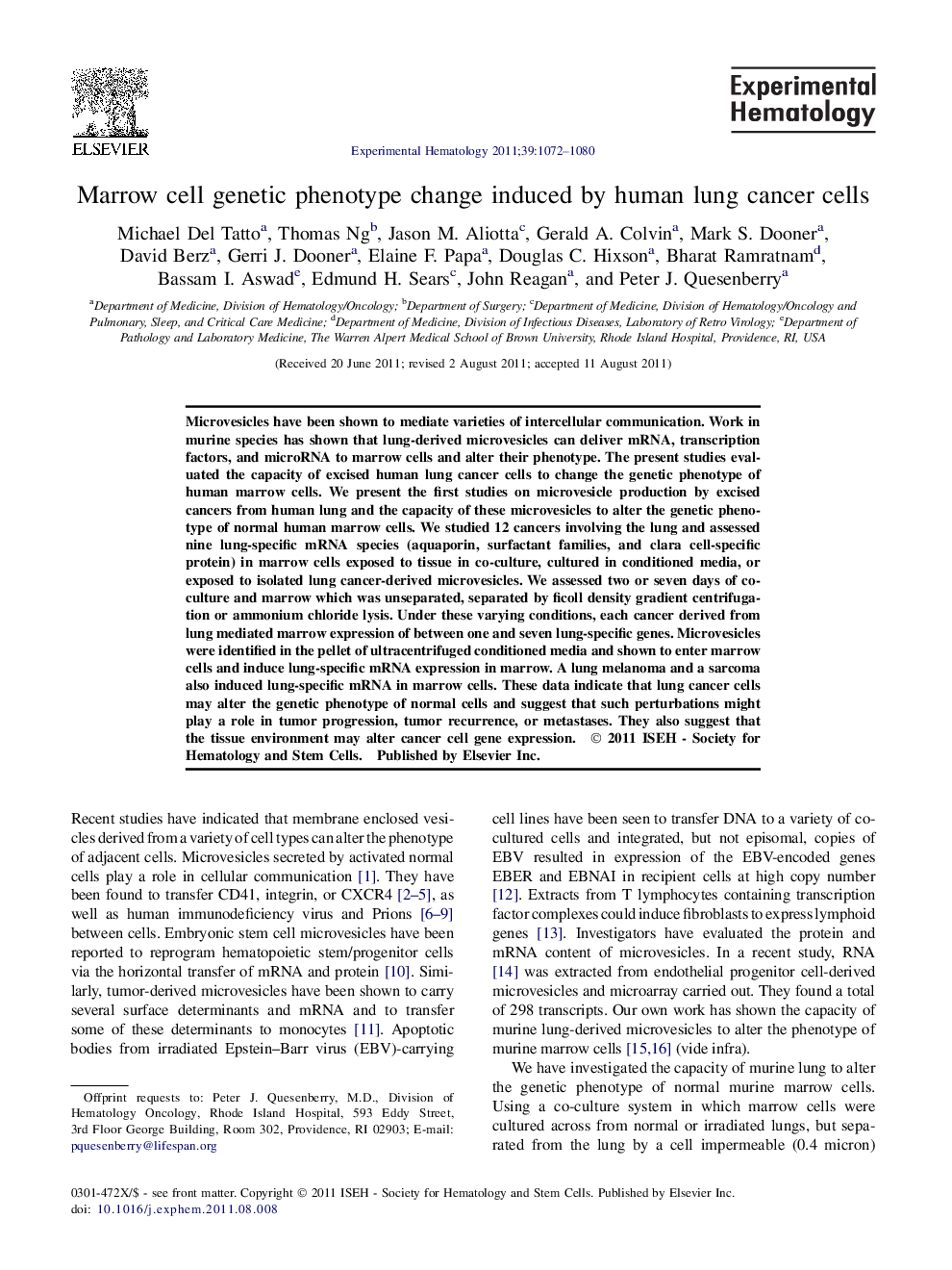 Marrow cell genetic phenotype change induced by human lung cancer cells