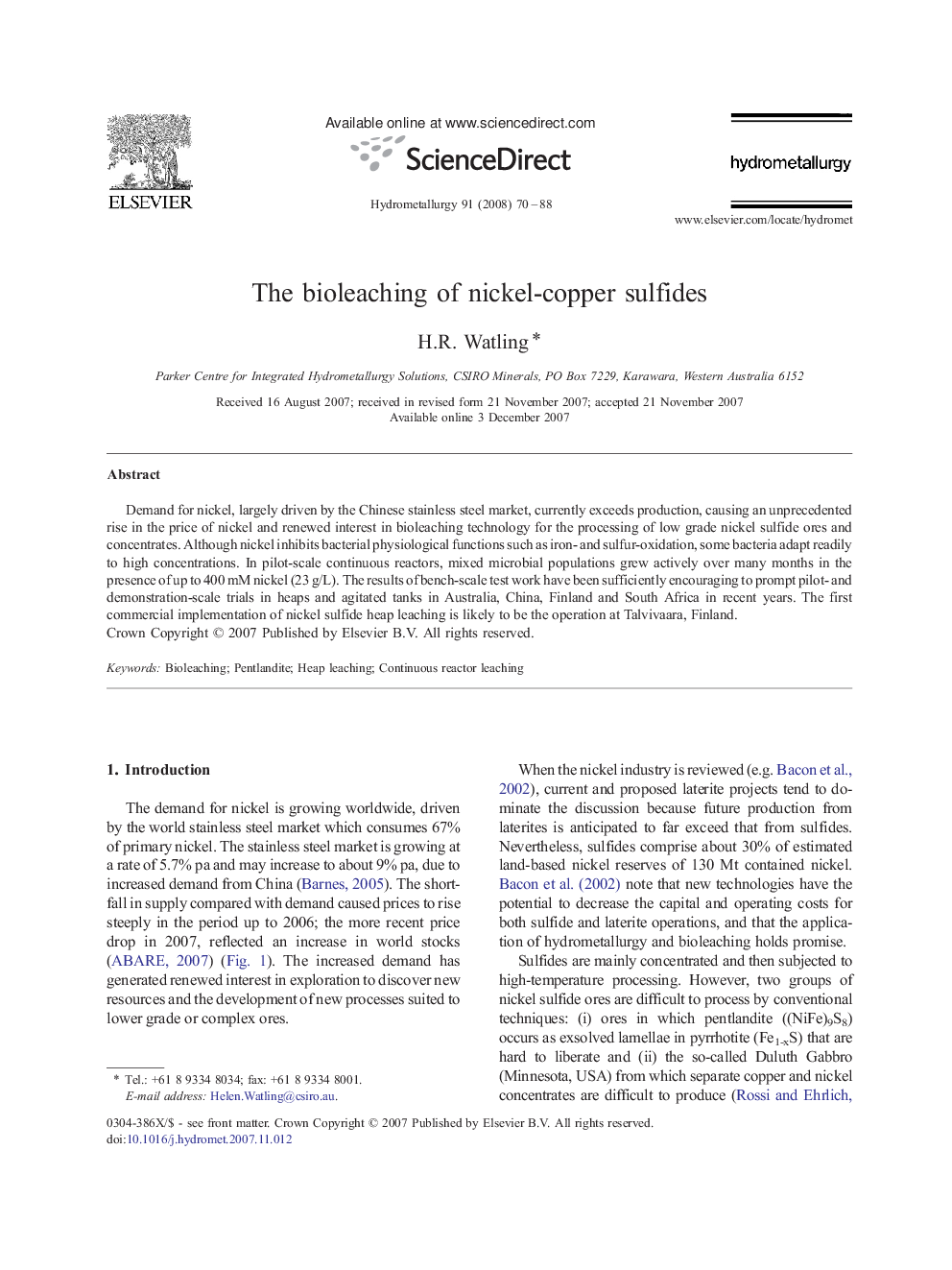 The bioleaching of nickel-copper sulfides