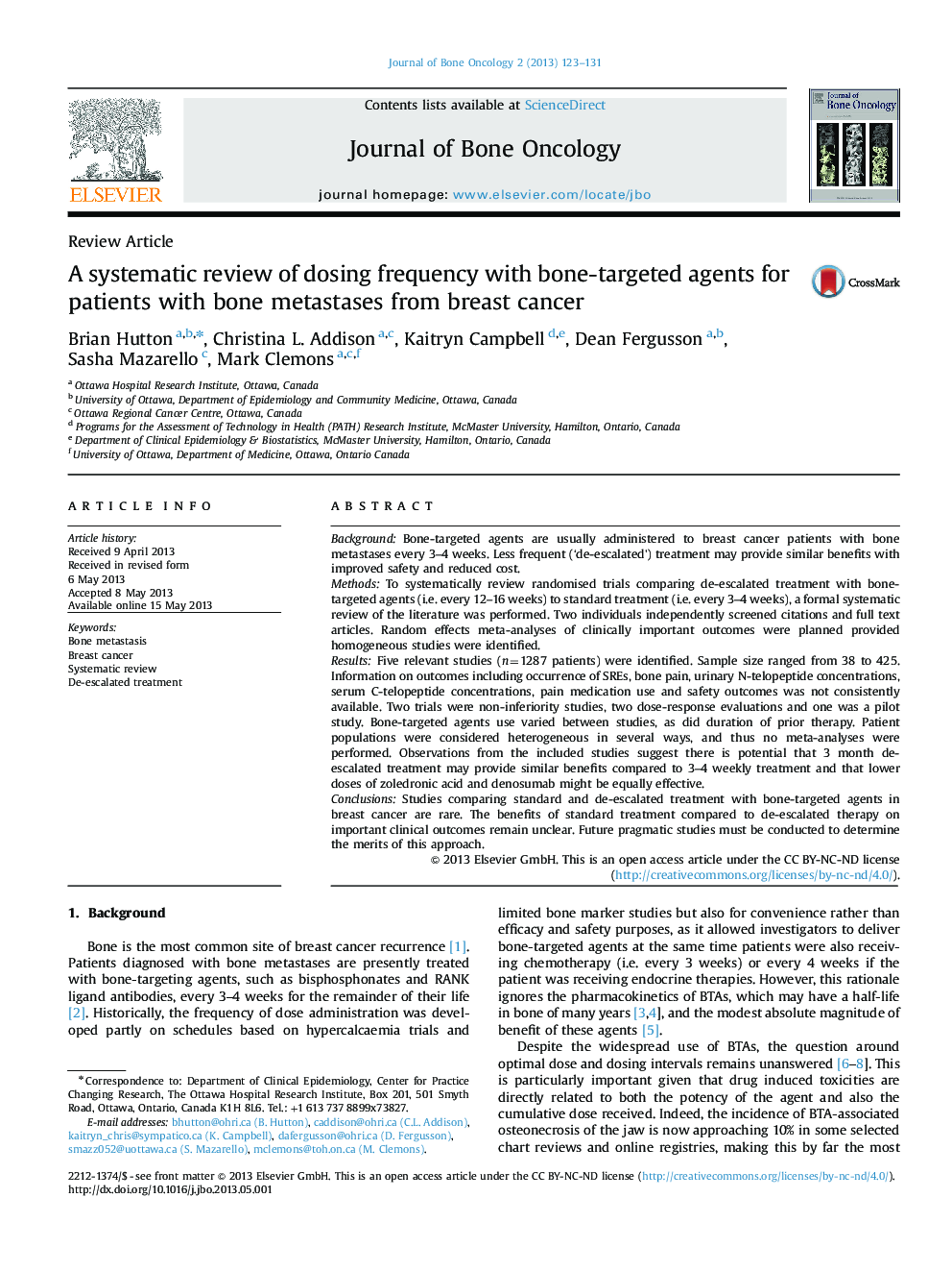 A systematic review of dosing frequency with bone-targeted agents for patients with bone metastases from breast cancer