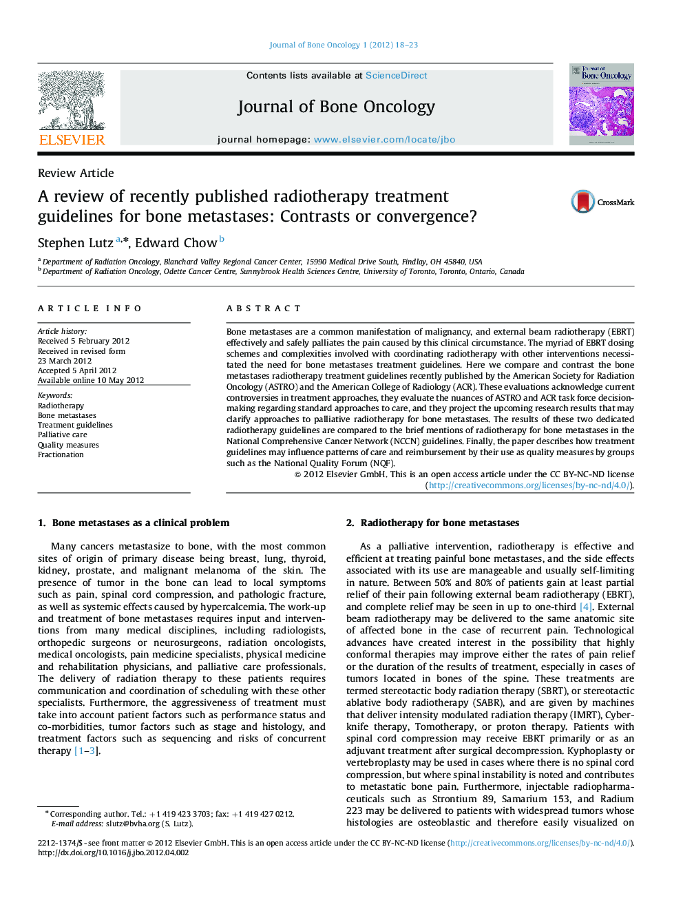 A review of recently published radiotherapy treatment guidelines for bone metastases: Contrasts or convergence?