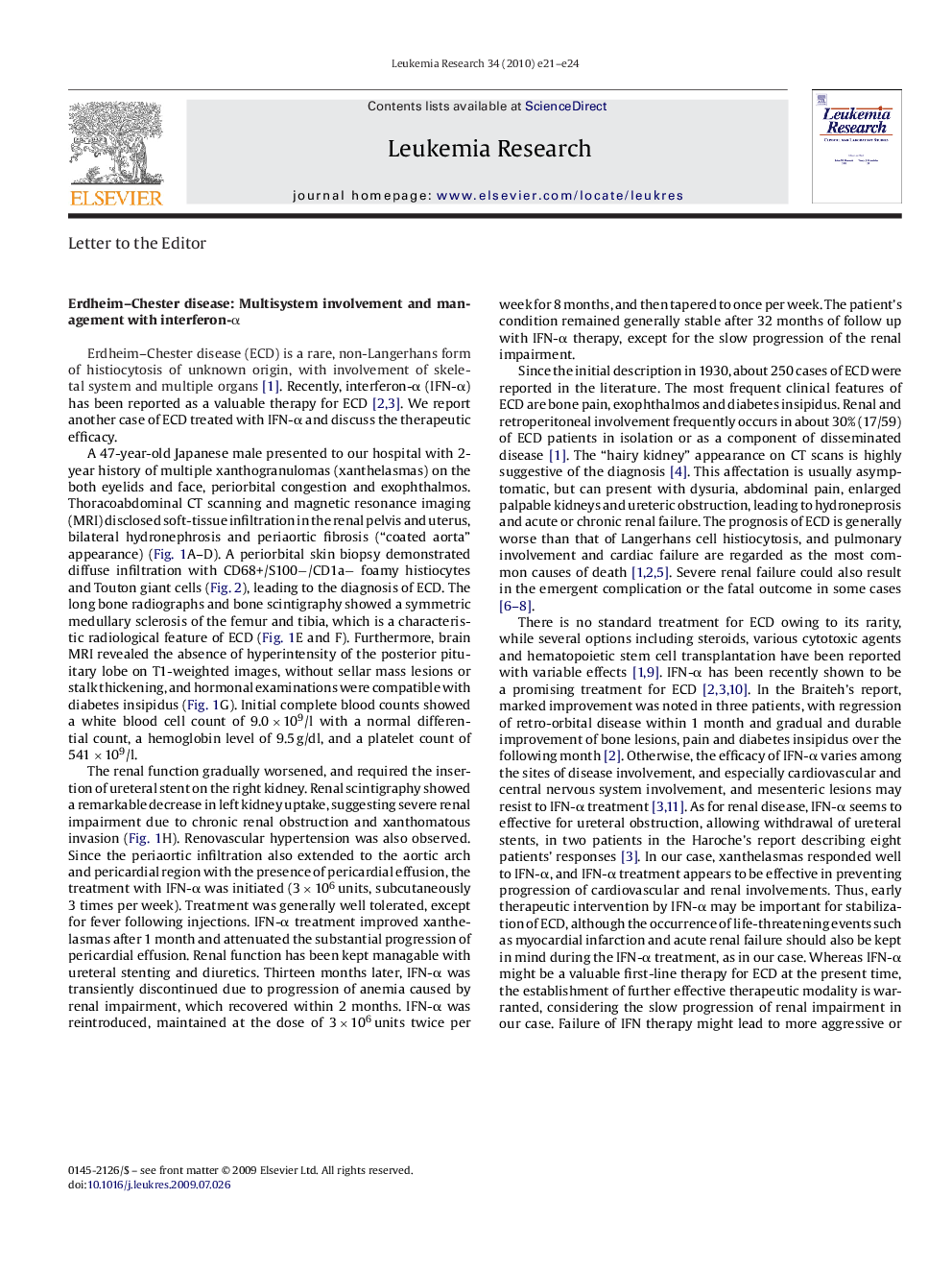 عکس صفحه اول مقاله: Erdheim-Chester disease: Multisystem involvement and management with interferon-α Erdheim-Chester disease: Multisystem involvement and management with interferon-α