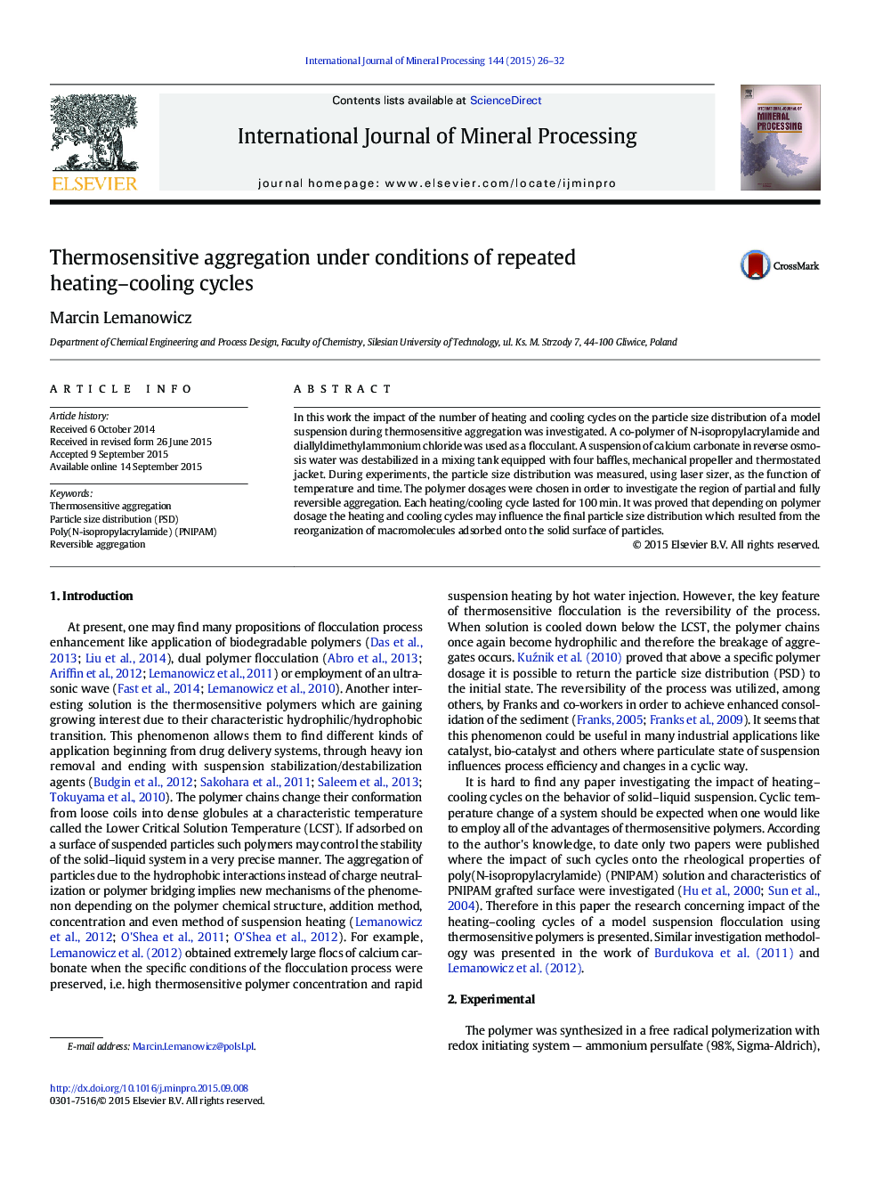 Thermosensitive aggregation under conditions of repeated heating–cooling cycles