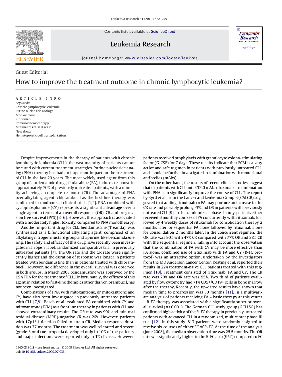 How to improve the treatment outcome in chronic lymphocytic leukemia?