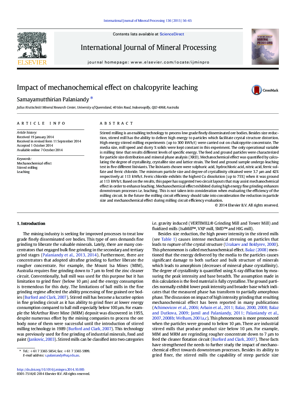 Impact of mechanochemical effect on chalcopyrite leaching
