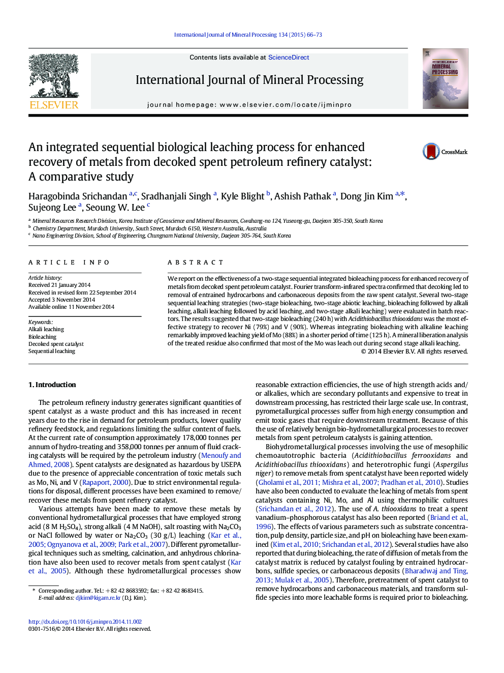 An integrated sequential biological leaching process for enhanced recovery of metals from decoked spent petroleum refinery catalyst: A comparative study