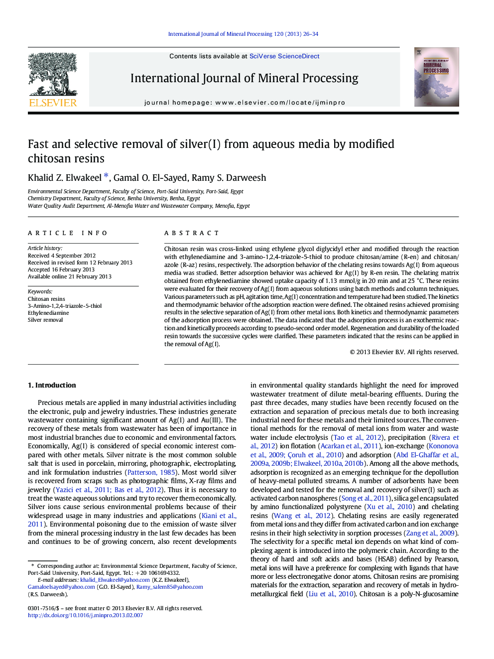 Fast and selective removal of silver(I) from aqueous media by modified chitosan resins