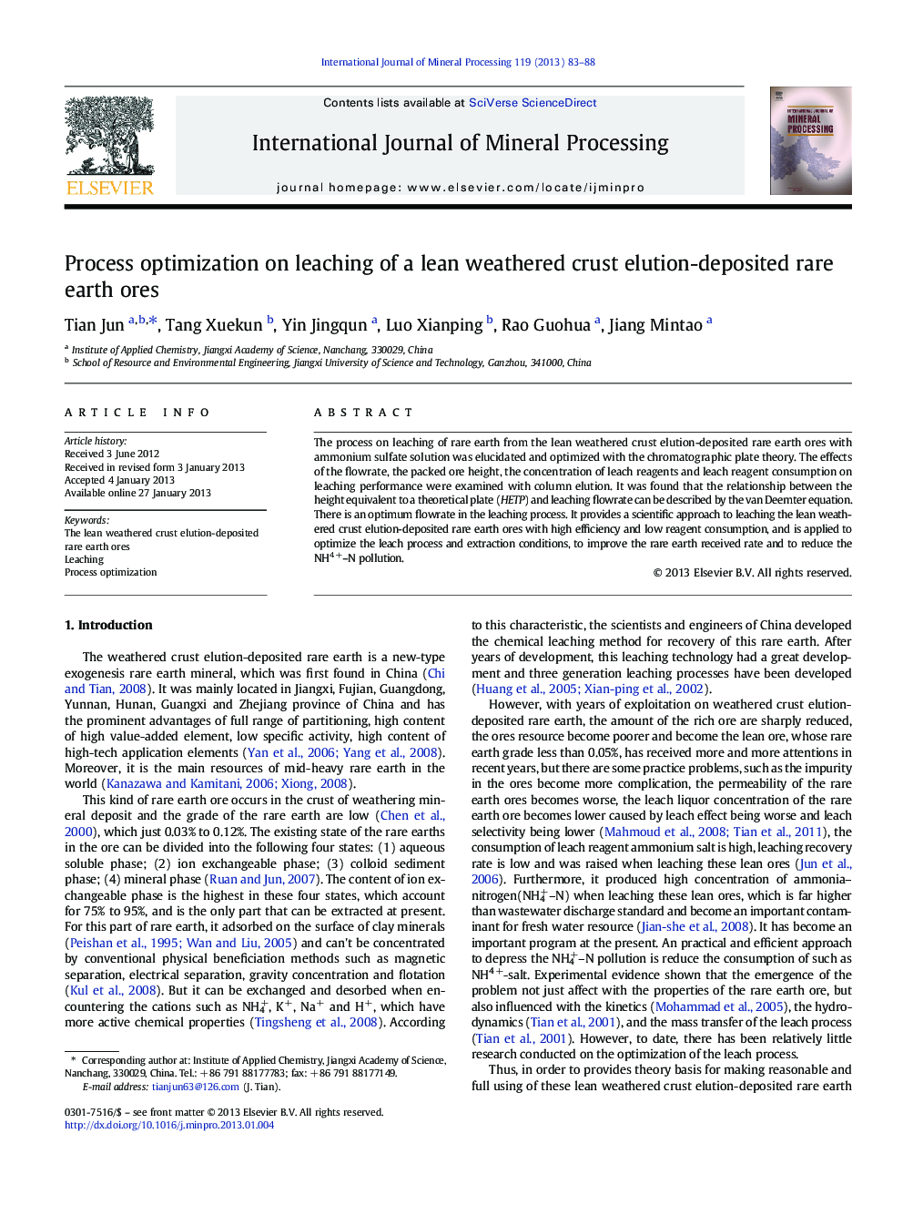 Process optimization on leaching of a lean weathered crust elution-deposited rare earth ores