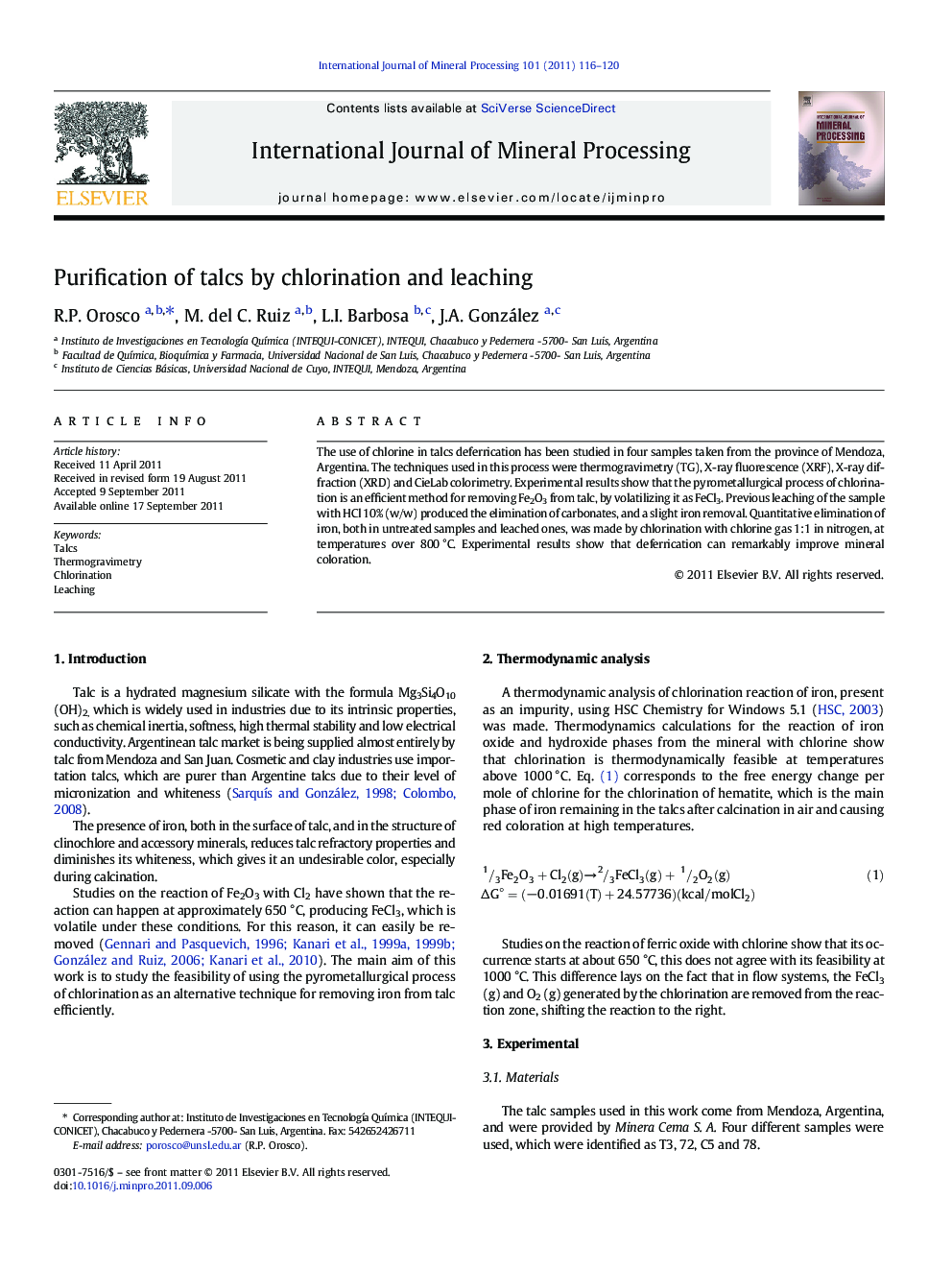 Purification of talcs by chlorination and leaching