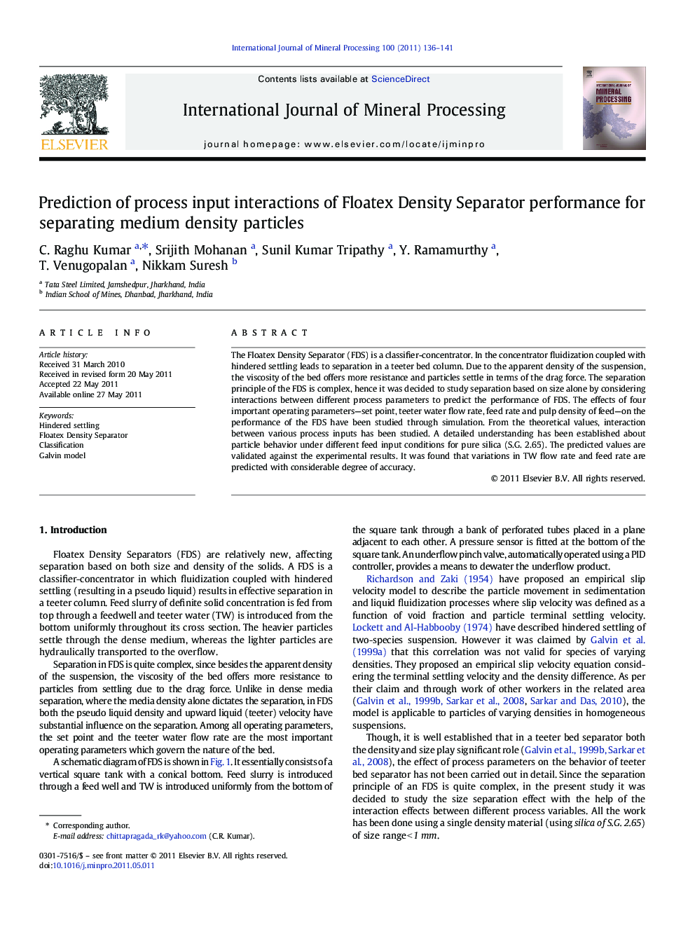 Prediction of process input interactions of Floatex Density Separator performance for separating medium density particles