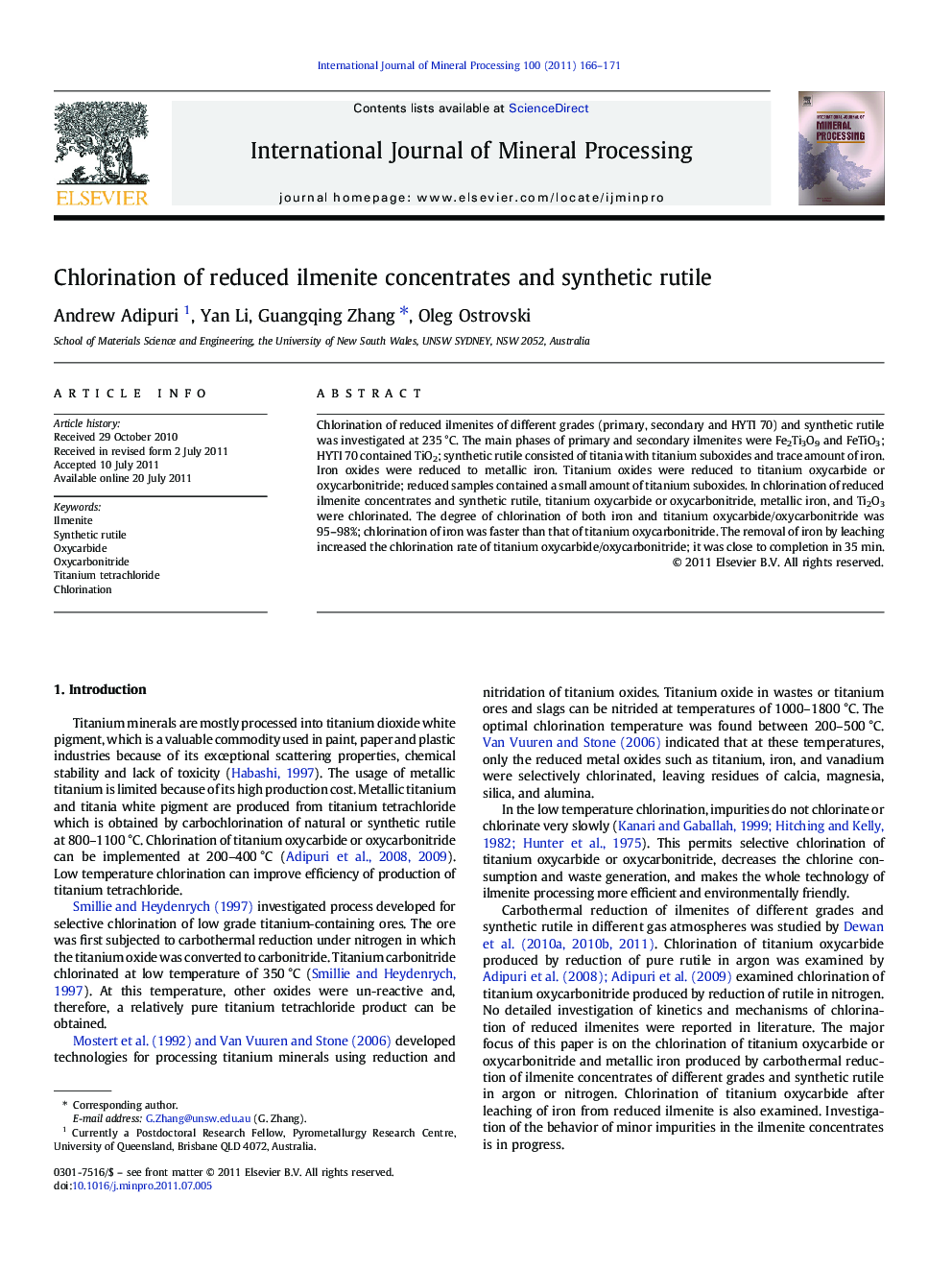 Chlorination of reduced ilmenite concentrates and synthetic rutile