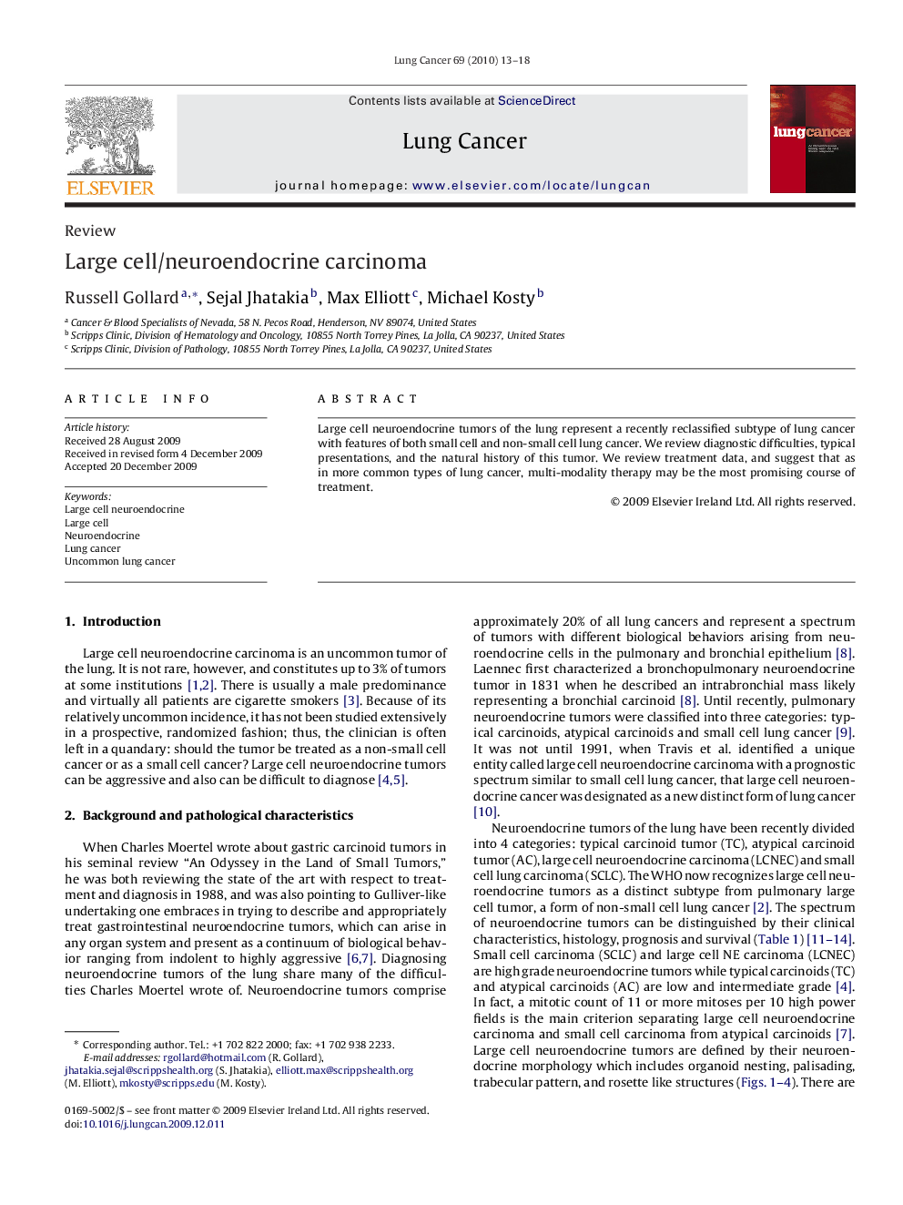 Large cell/neuroendocrine carcinoma