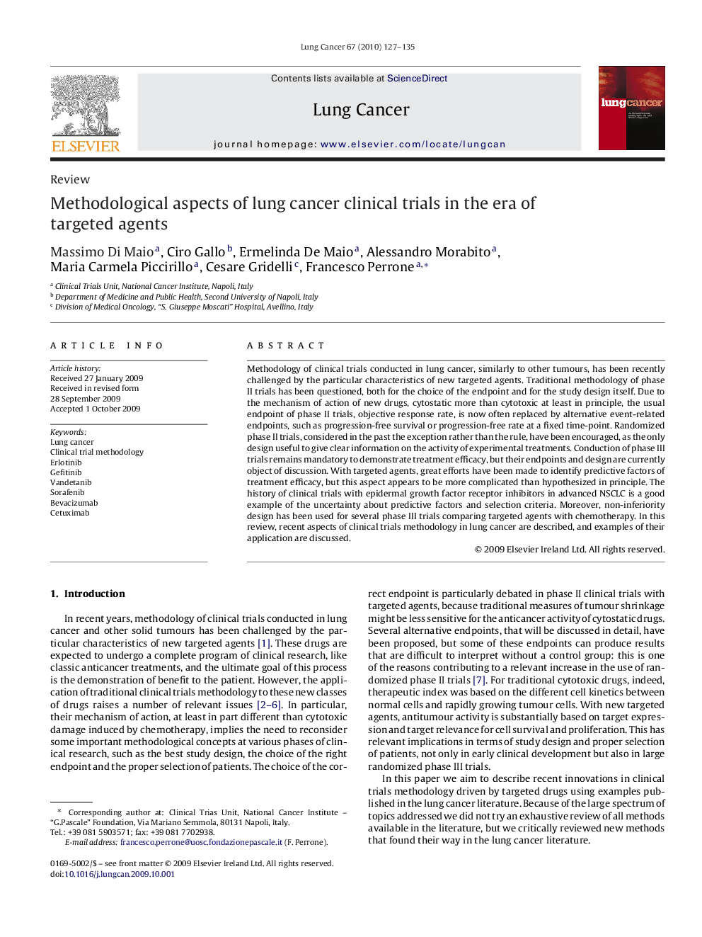 Methodological aspects of lung cancer clinical trials in the era of targeted agents