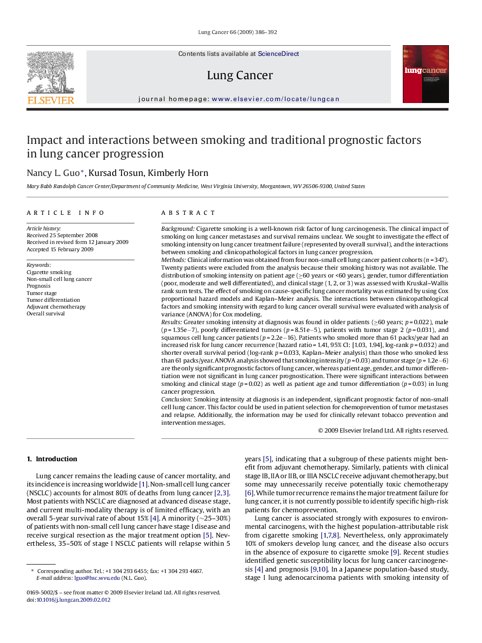 Impact and interactions between smoking and traditional prognostic factors in lung cancer progression