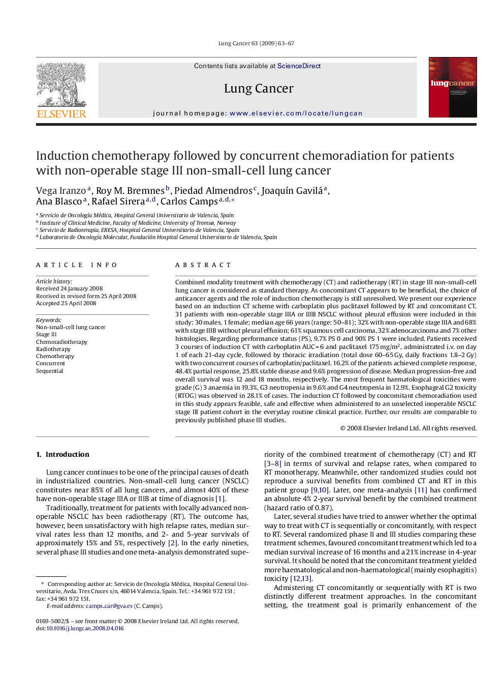 Induction chemotherapy followed by concurrent chemoradiation for patients with non-operable stage III non-small-cell lung cancer