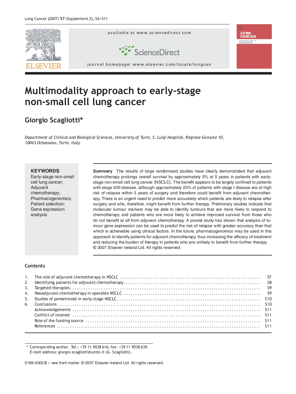 Multimodality approach to early-stage non-small cell lung cancer
