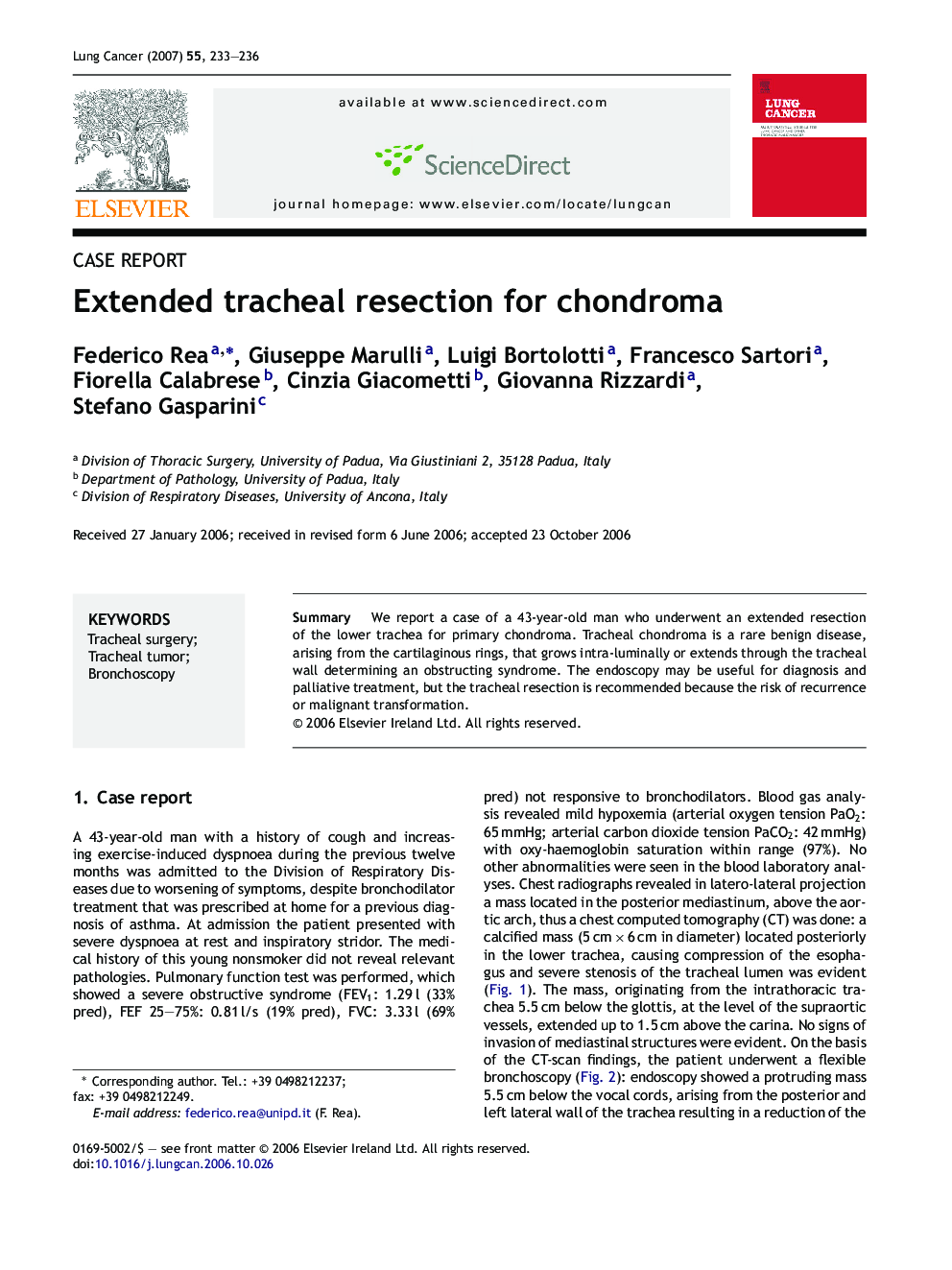 Extended tracheal resection for chondroma