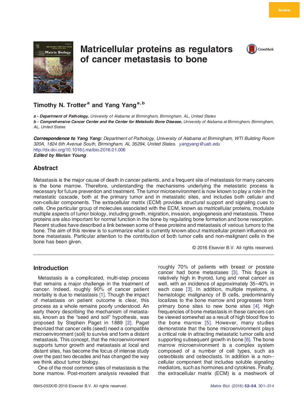 Matricellular proteins as regulators of cancer metastasis to bone