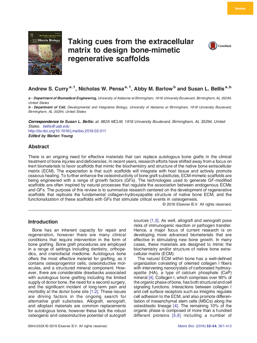 Taking cues from the extracellular matrix to design bone-mimetic regenerative scaffolds