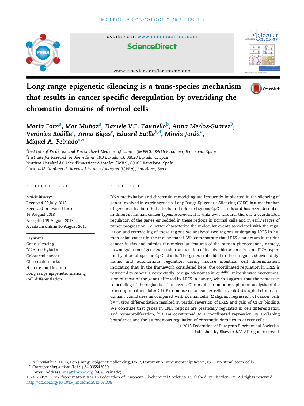 Long range epigenetic silencing is a trans-species mechanism that results in cancer specific deregulation by overriding the chromatin domains of normal cells