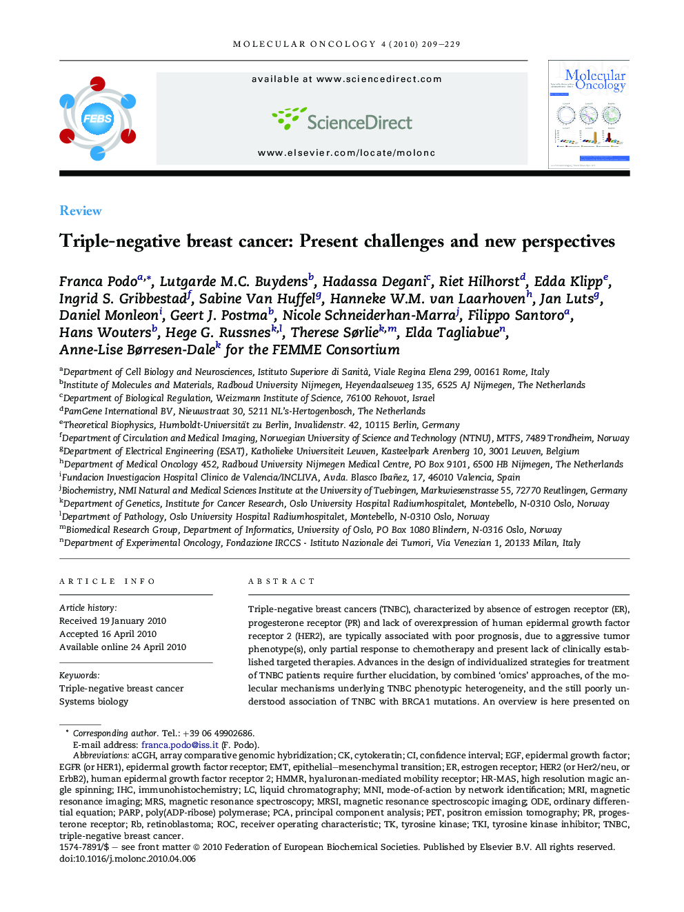 Triple-negative breast cancer: Present challenges and new perspectives