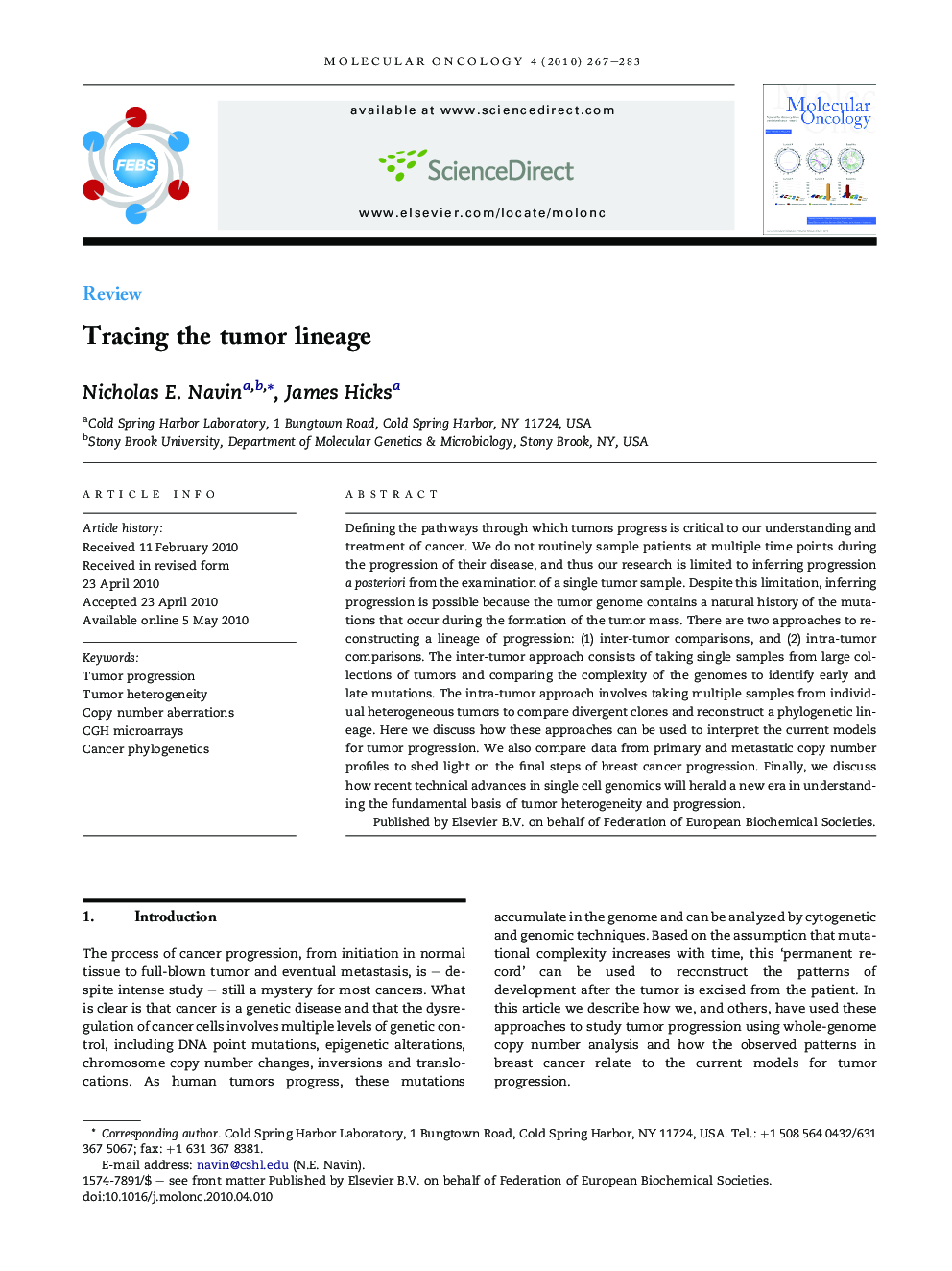 Tracing the tumor lineage