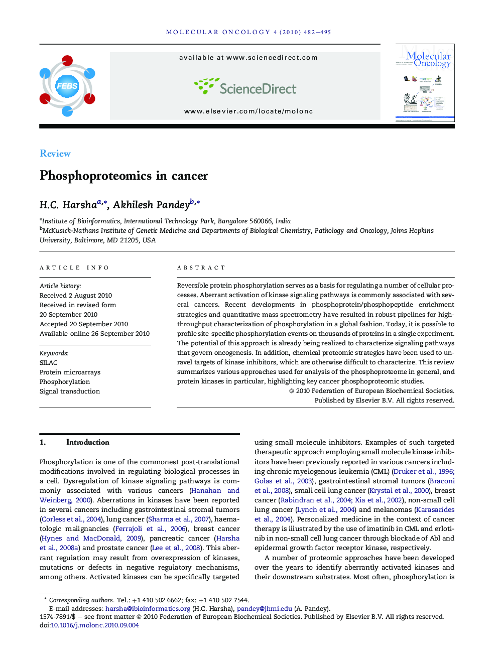 Phosphoproteomics in cancer
