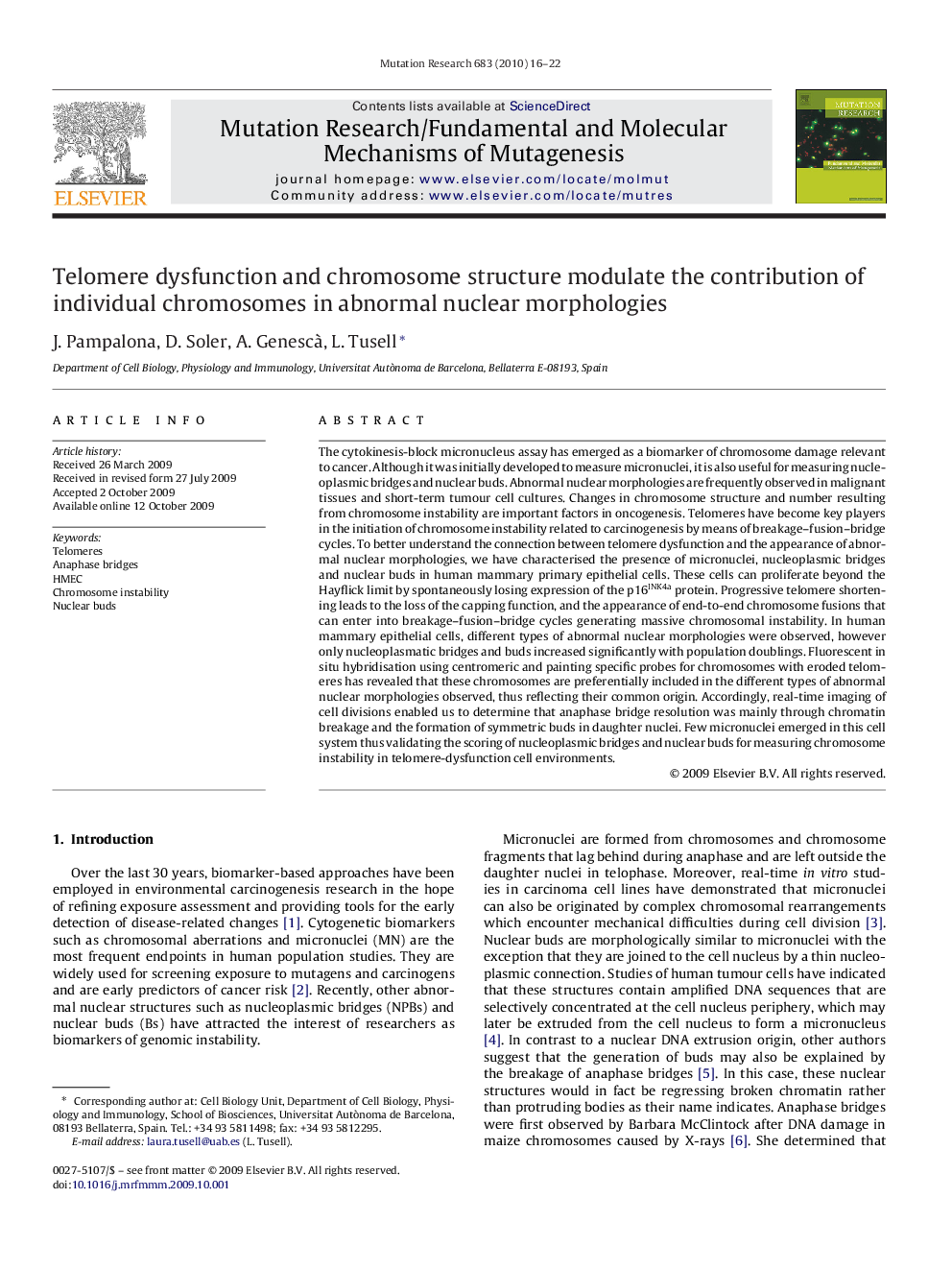 Telomere dysfunction and chromosome structure modulate the contribution of individual chromosomes in abnormal nuclear morphologies