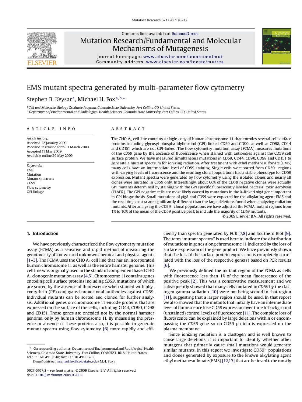 EMS mutant spectra generated by multi-parameter flow cytometry