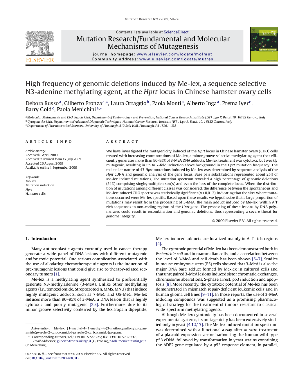 High frequency of genomic deletions induced by Me-lex, a sequence selective N3-adenine methylating agent, at the Hprt locus in Chinese hamster ovary cells