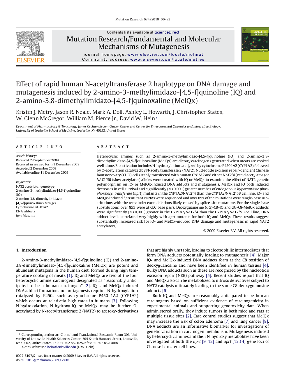 Effect of rapid human N-acetyltransferase 2 haplotype on DNA damage and mutagenesis induced by 2-amino-3-methylimidazo-[4,5-f]quinoline (IQ) and 2-amino-3,8-dimethylimidazo-[4,5-f]quinoxaline (MeIQx)