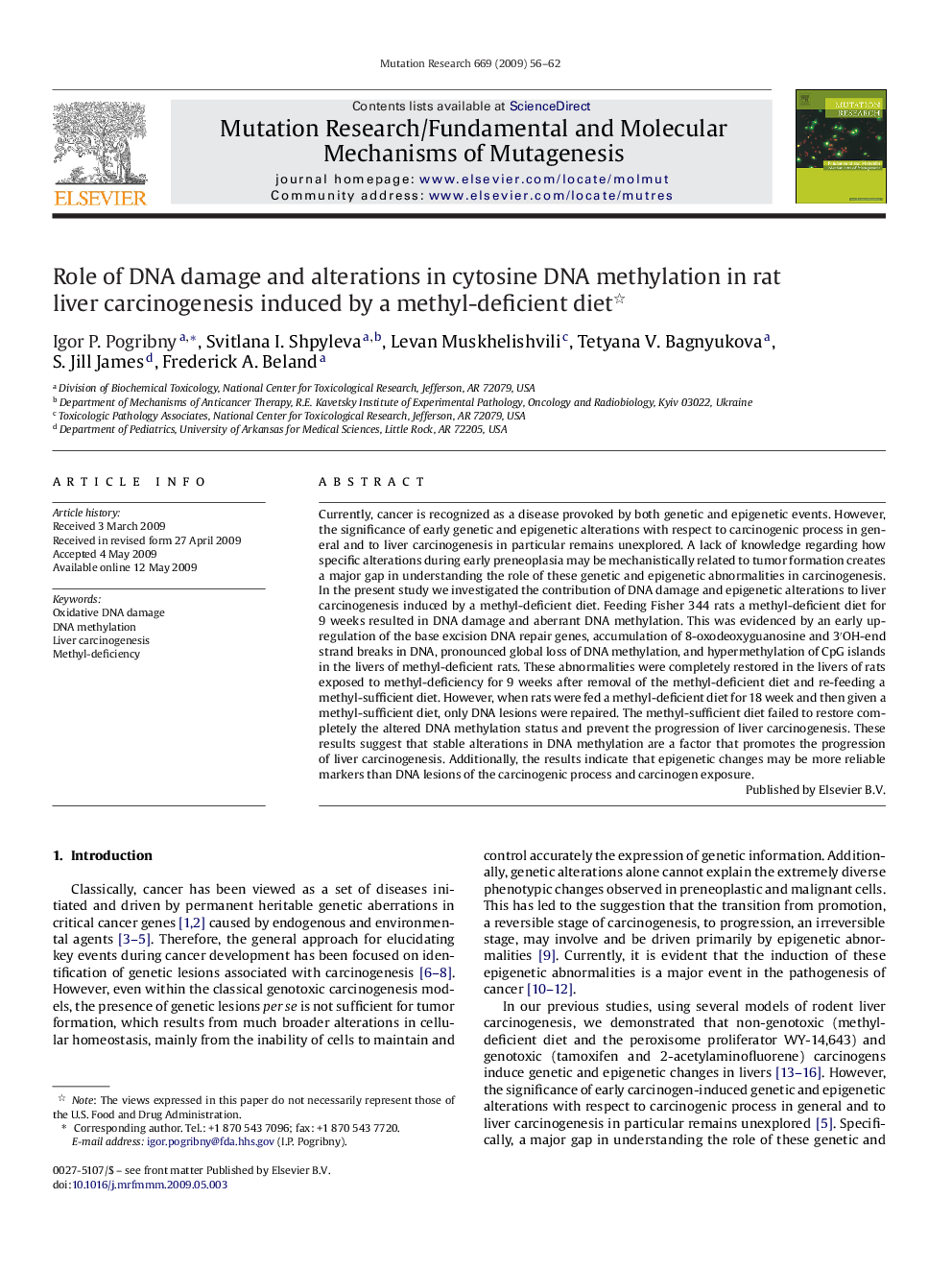 Role of DNA damage and alterations in cytosine DNA methylation in rat liver carcinogenesis induced by a methyl-deficient diet 