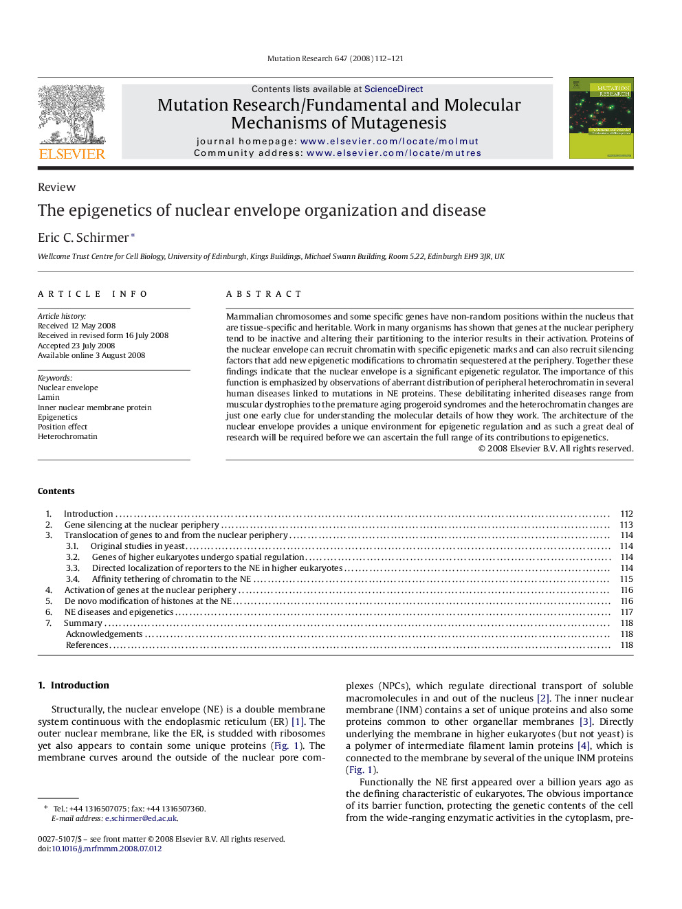 The epigenetics of nuclear envelope organization and disease