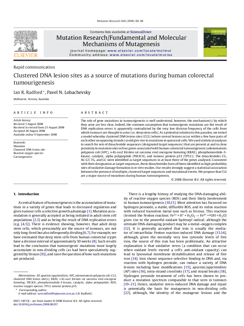 Clustered DNA lesion sites as a source of mutations during human colorectal tumourigenesis