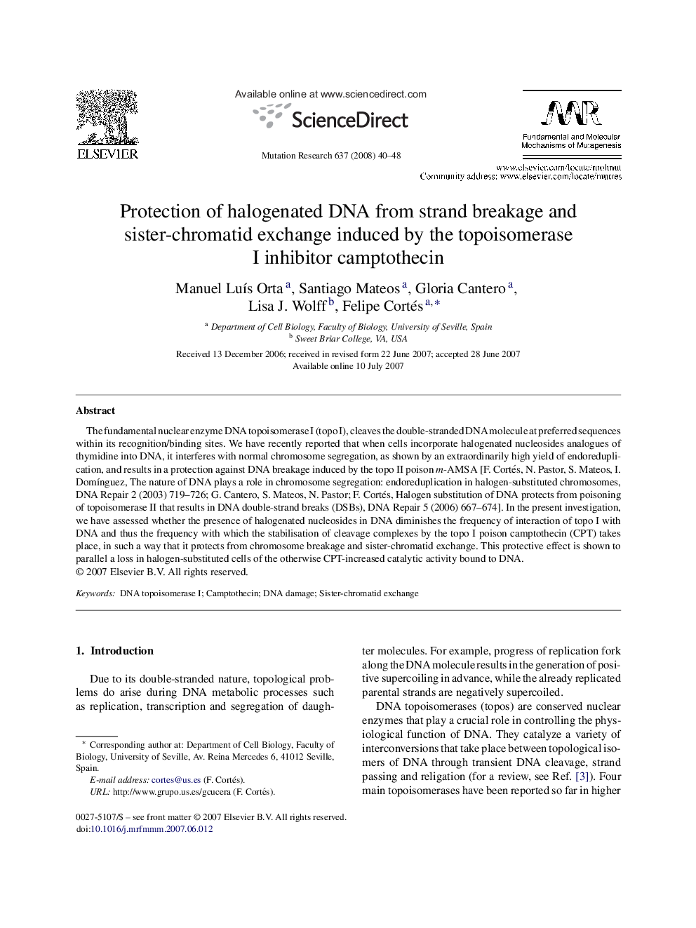 Protection of halogenated DNA from strand breakage and sister-chromatid exchange induced by the topoisomerase I inhibitor camptothecin