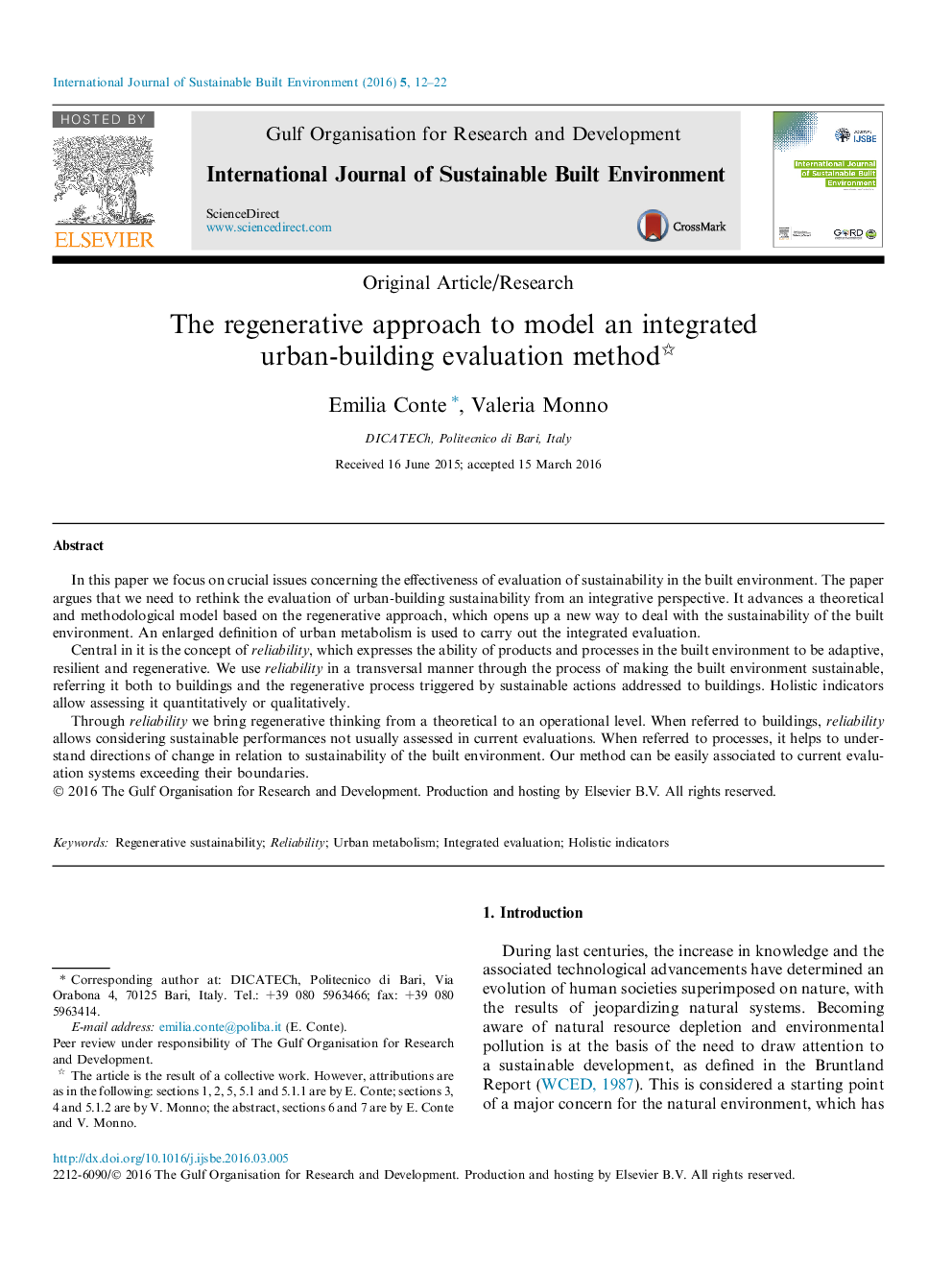 The regenerative approach to model an integrated urban-building evaluation method 