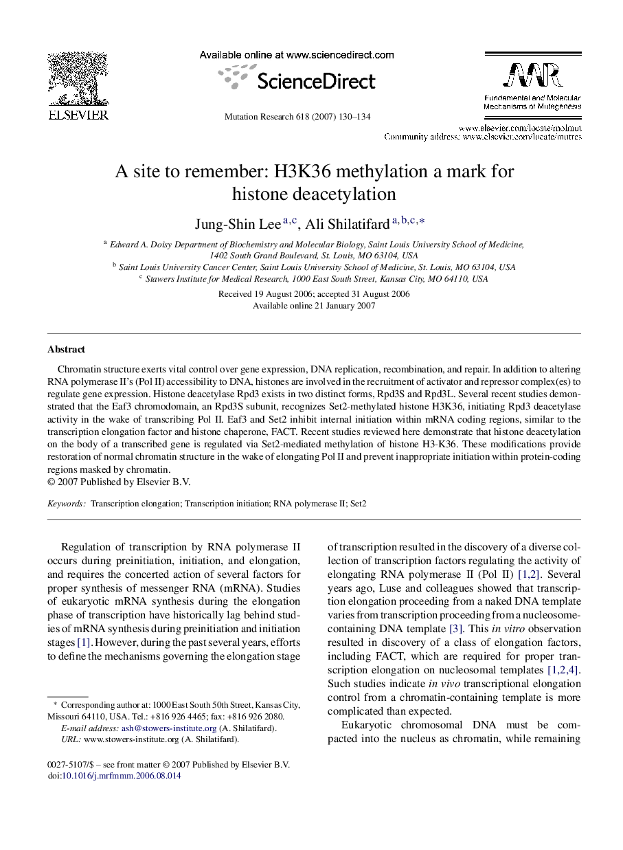 A site to remember: H3K36 methylation a mark for histone deacetylation