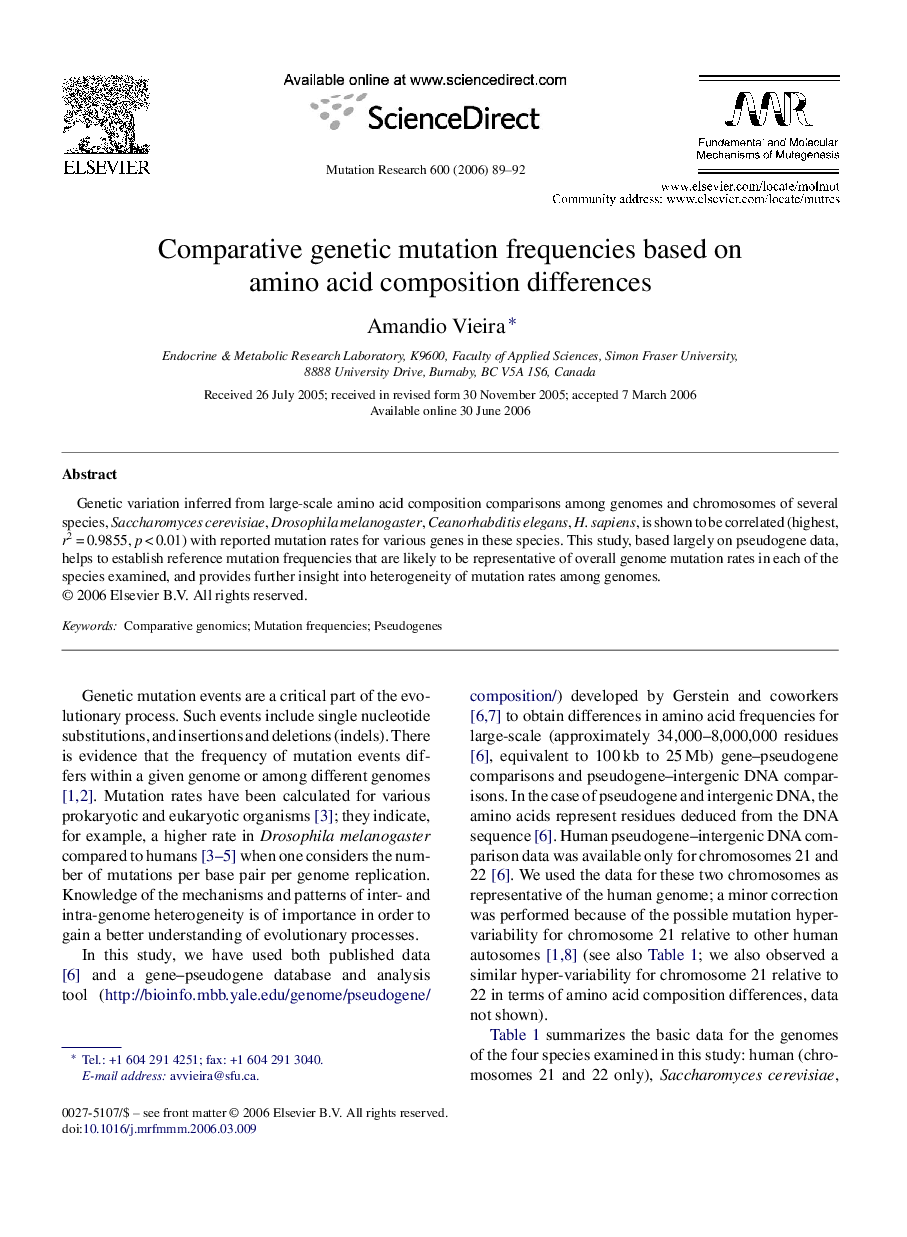 Comparative genetic mutation frequencies based on amino acid composition differences