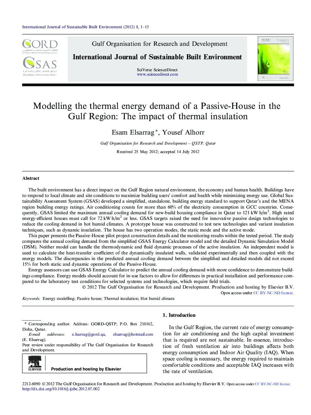 Modelling the thermal energy demand of a Passive-House in the Gulf Region: The impact of thermal insulation 