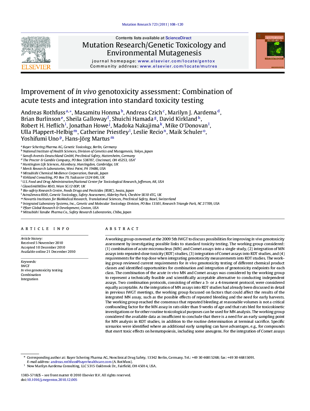 Improvement of in vivo genotoxicity assessment: Combination of acute tests and integration into standard toxicity testing