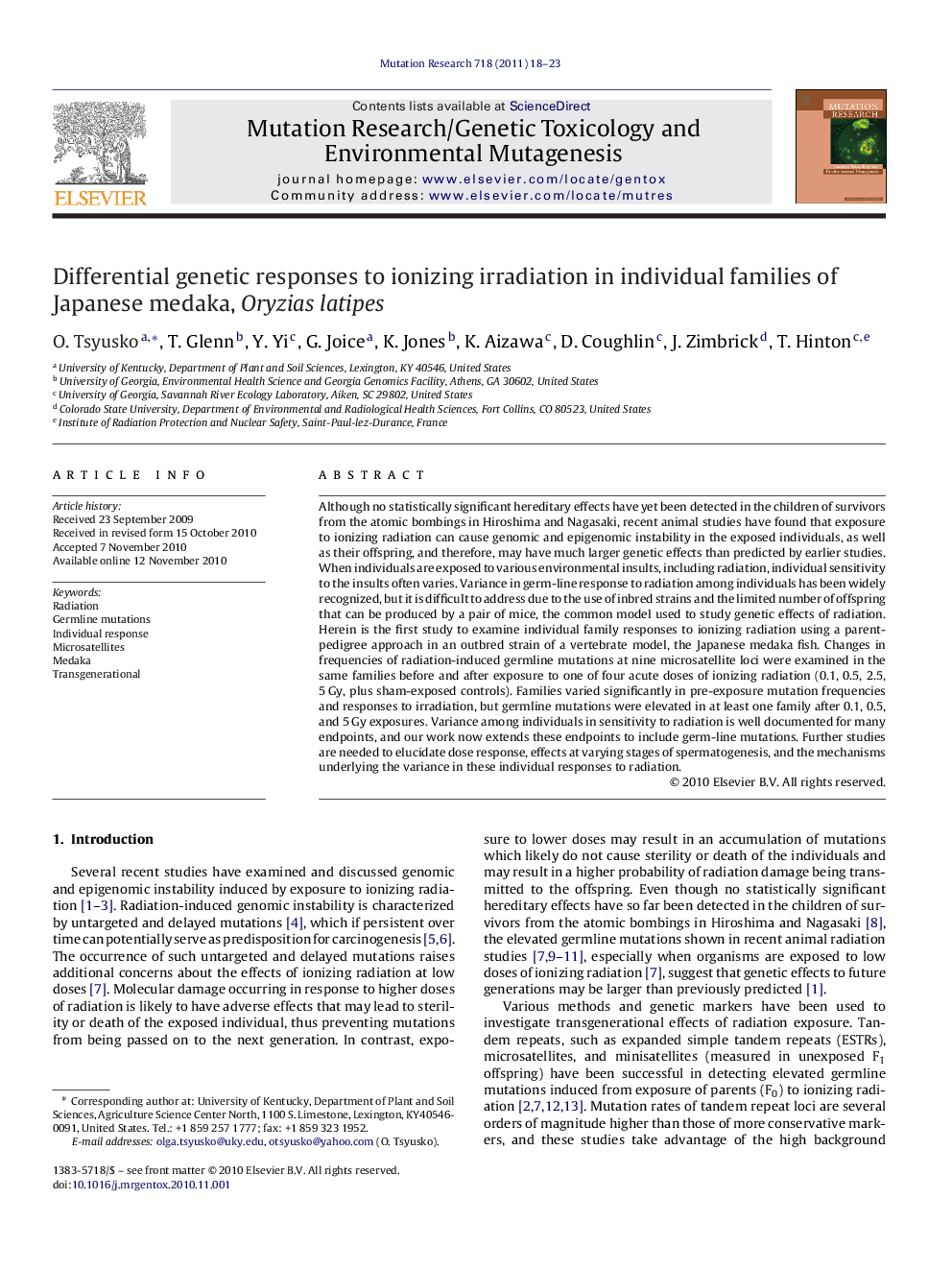 Differential genetic responses to ionizing irradiation in individual families of Japanese medaka, Oryzias latipes