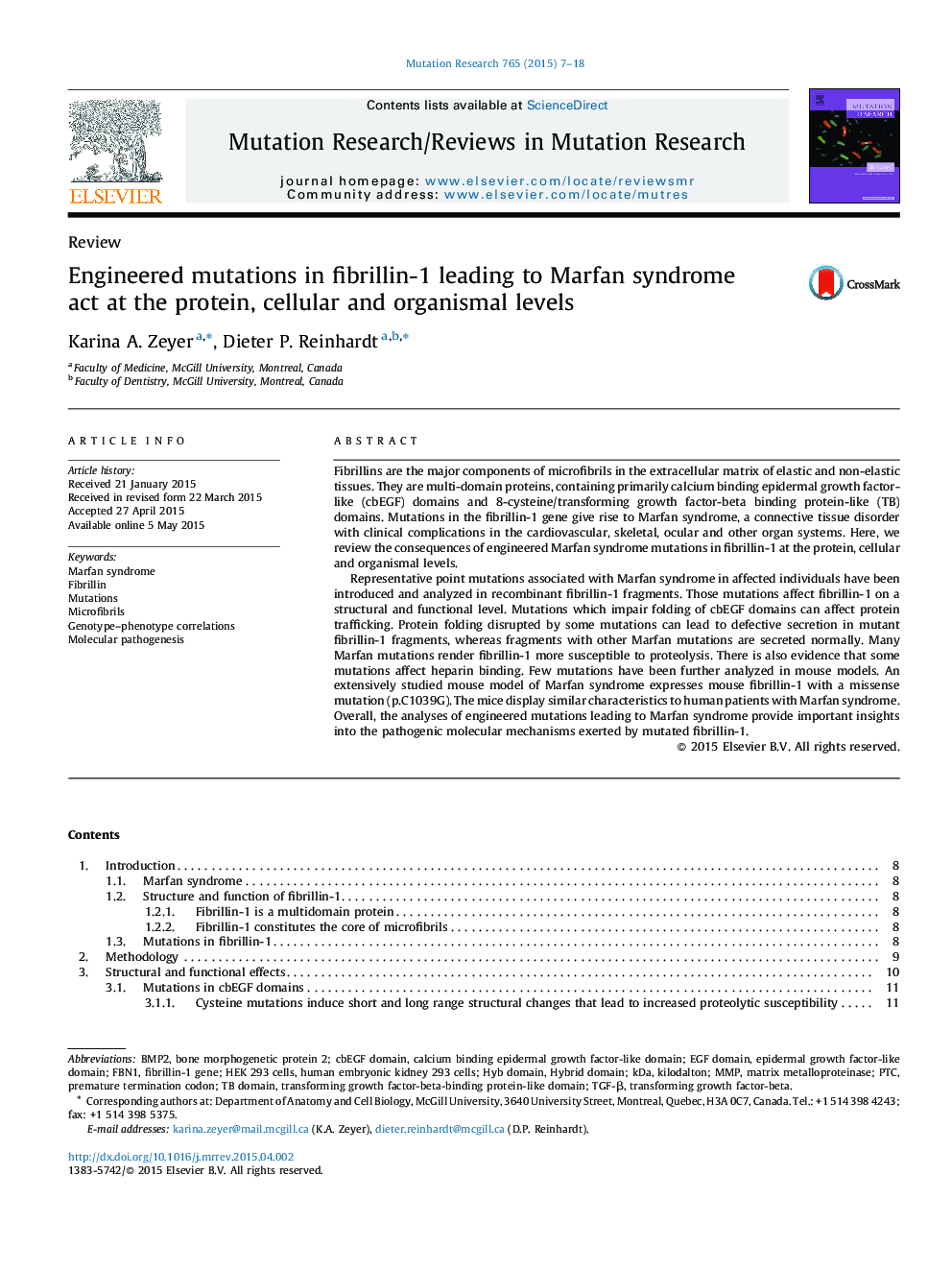 Engineered mutations in fibrillin-1 leading to Marfan syndrome act at the protein, cellular and organismal levels