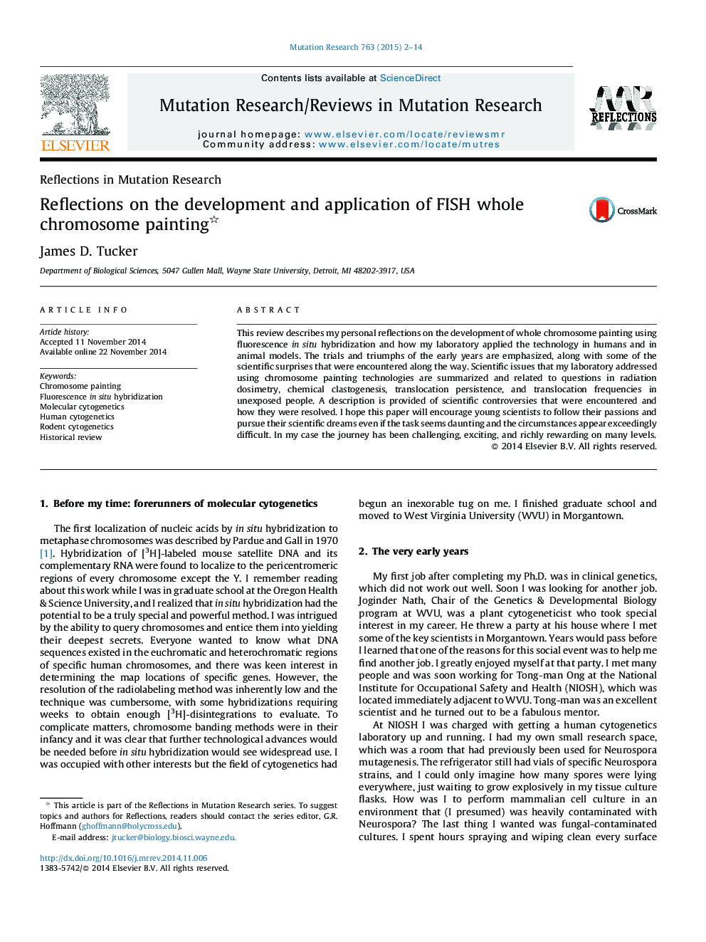 Reflections on the development and application of FISH whole chromosome painting