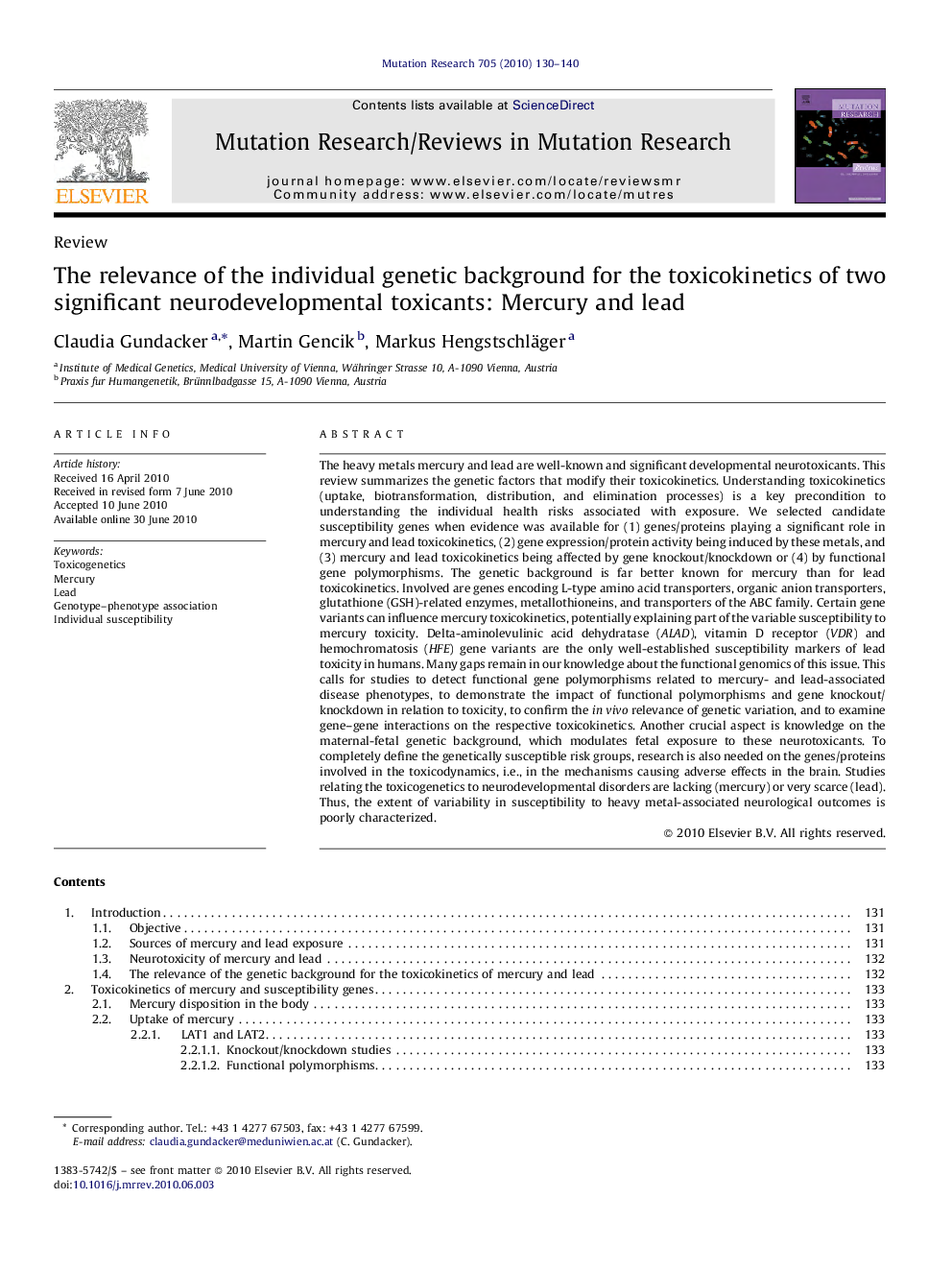 The relevance of the individual genetic background for the toxicokinetics of two significant neurodevelopmental toxicants: Mercury and lead