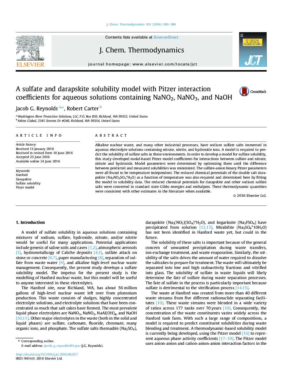 A sulfate and darapskite solubility model with Pitzer interaction coefficients for aqueous solutions containing NaNO2, NaNO3, and NaOH